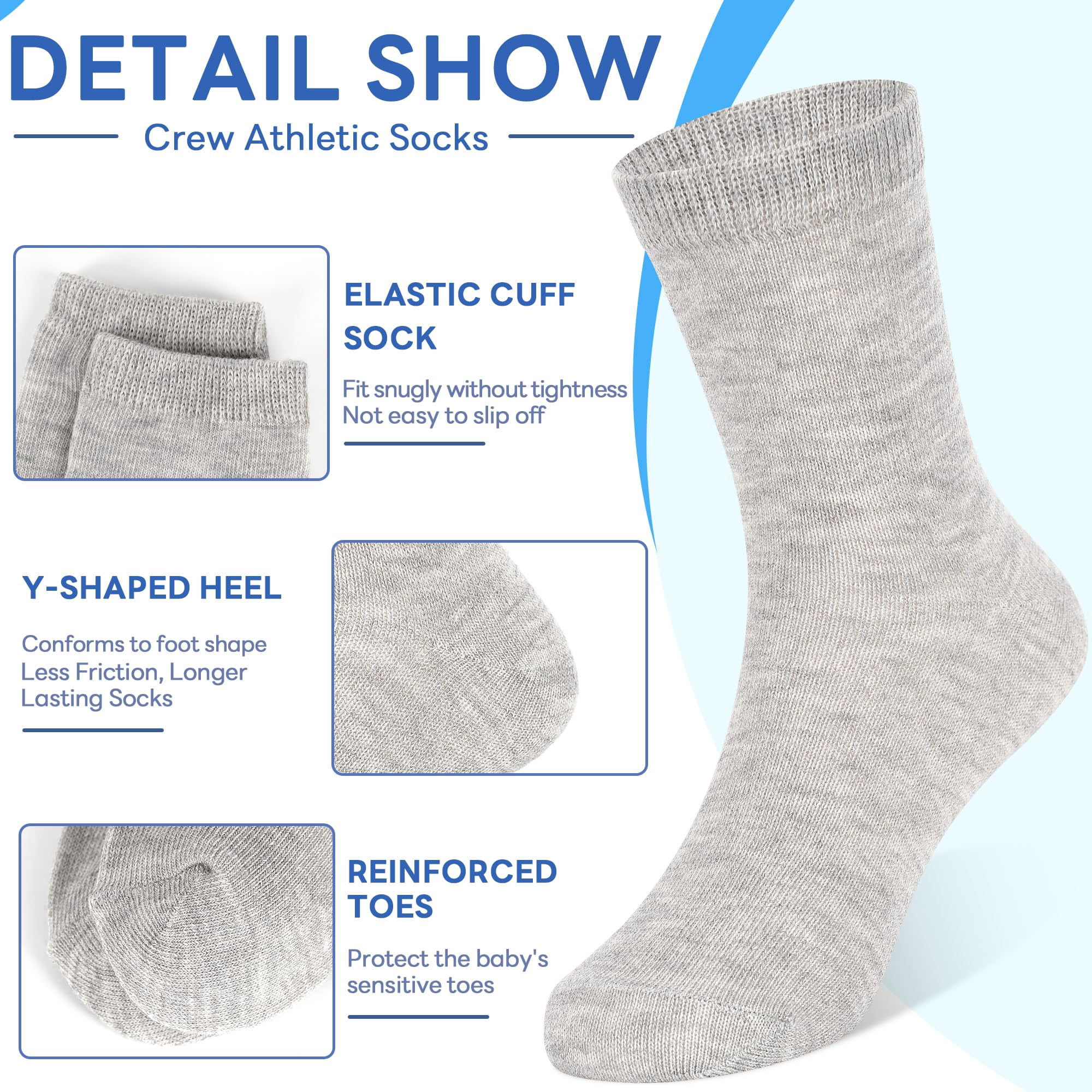 Sptramle Kids Crew Socks Athletic School Hosiery (Black, 20 Pairs) 9qig3
