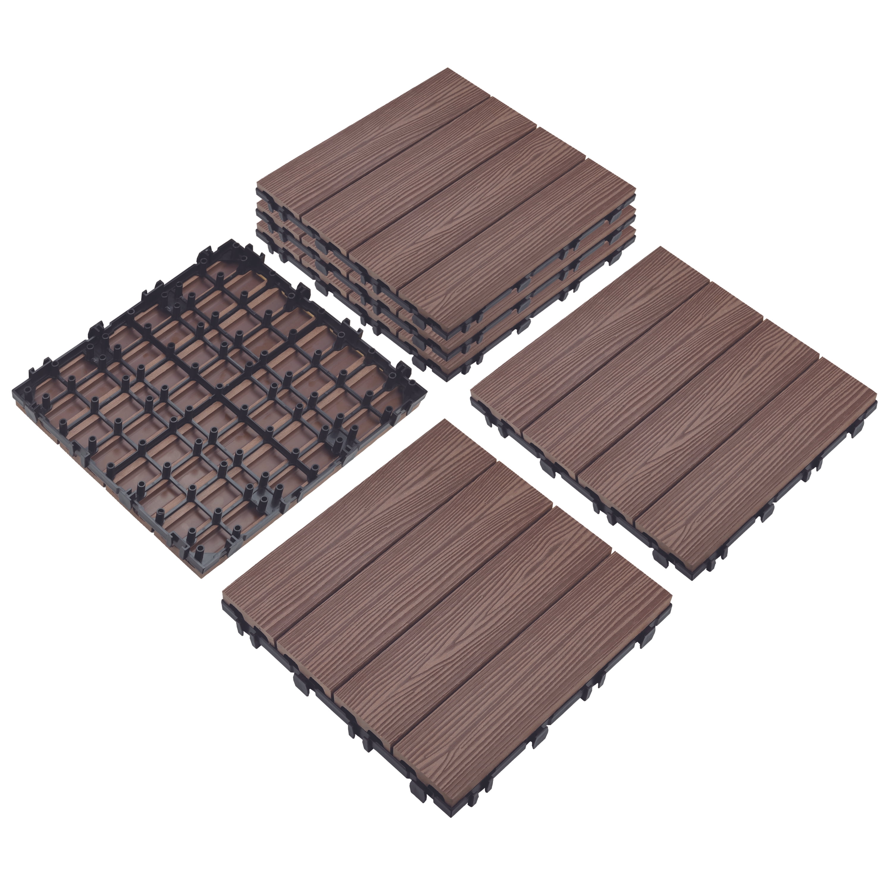 Design House Interlocking Wood Composite Deck Tiles (Russet Canyon Brown, 12 in x 12 in, 6-Pack) kihp4