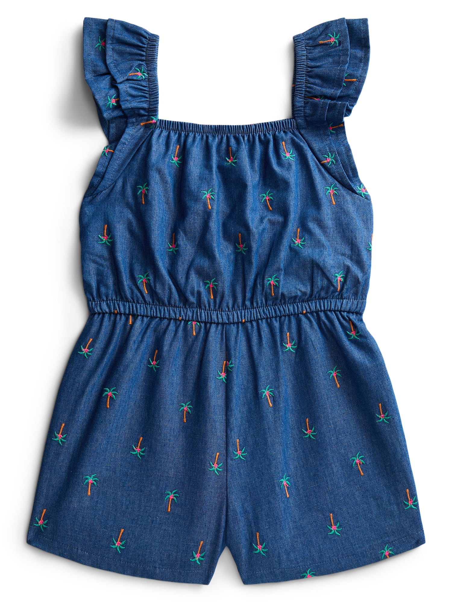 Wonder Nation Toddler Girls Cotton Romper with Ruffle Sleeves (Grey, 5T) pvuq5