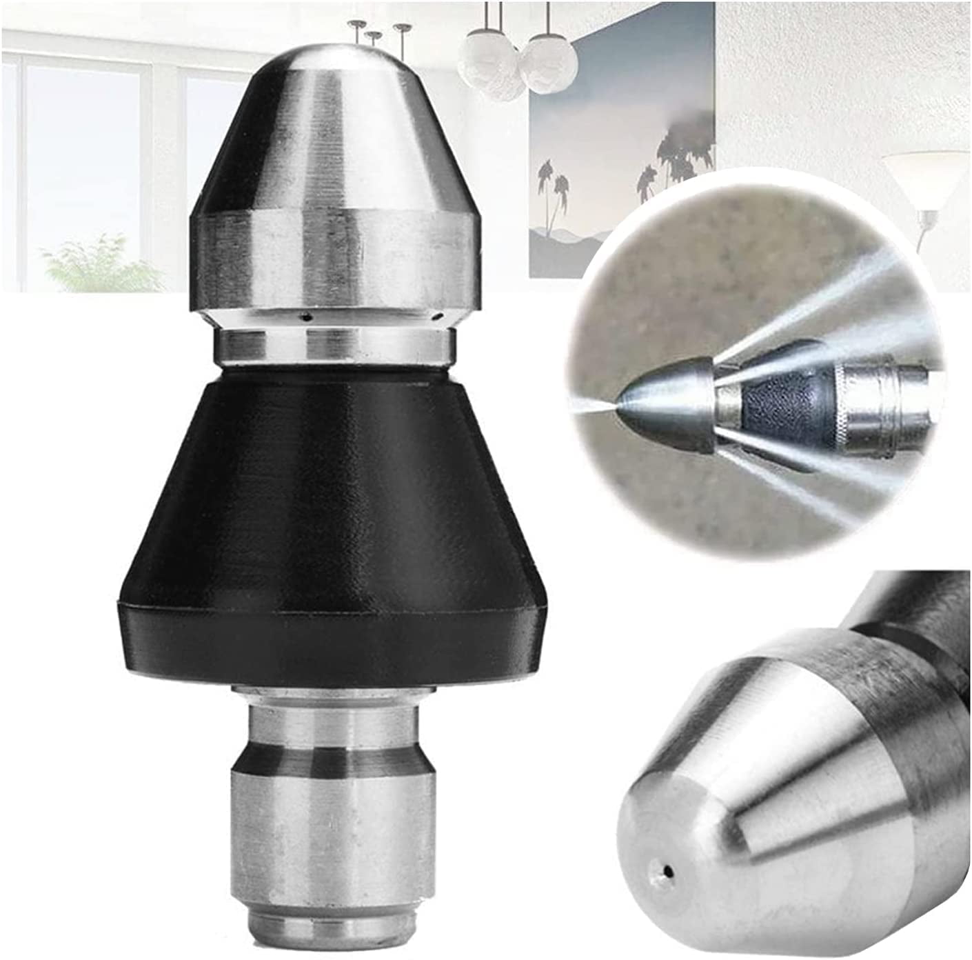Fymlhomi Sewer Jetter Nozzle Drain Cleaning Tool (Silver, 5 ft) ipb10