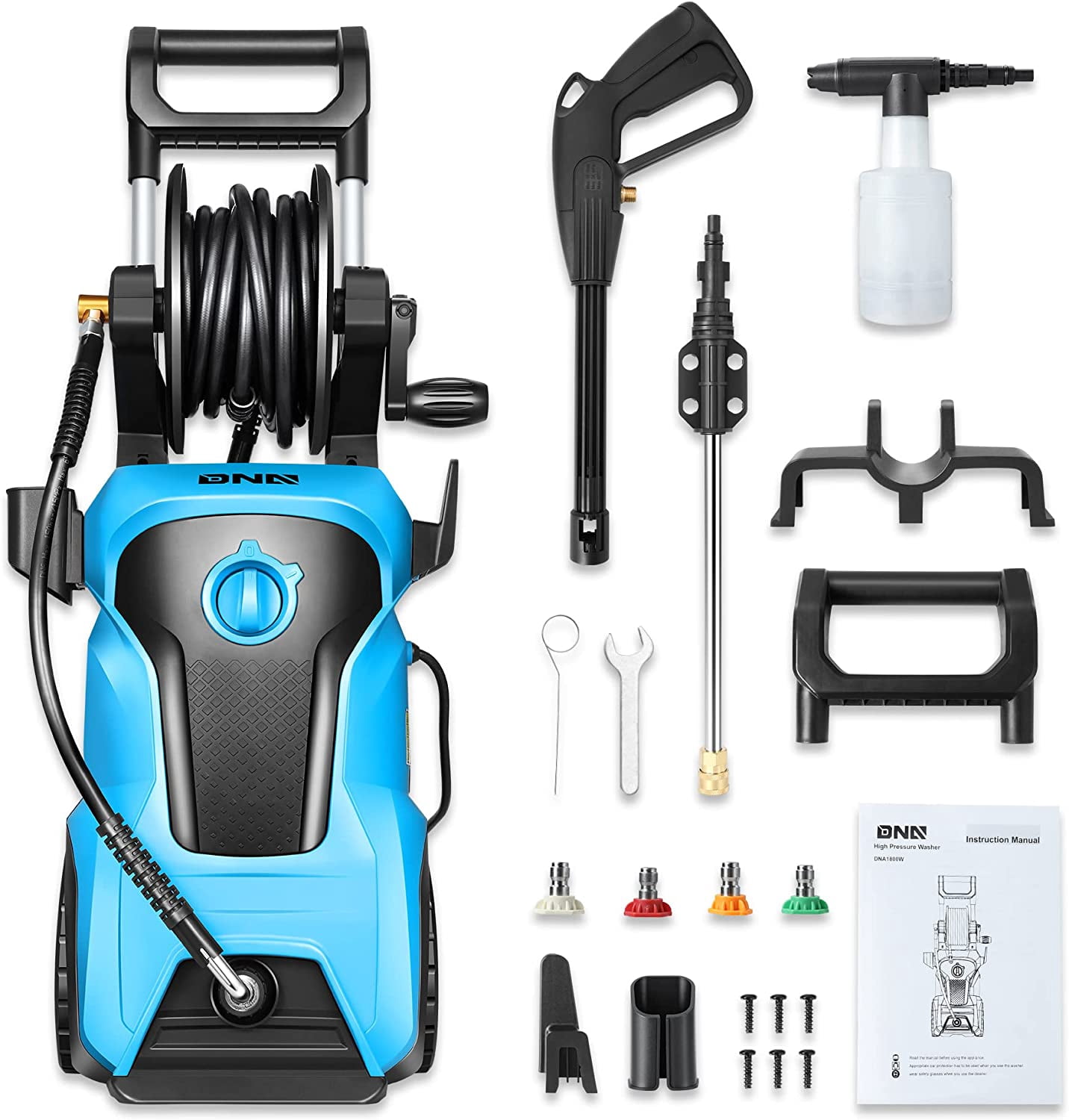 DNA Motoring Electric High-Pressure Power Washer Cleaner (Blue, 2176 PSI) w7km8