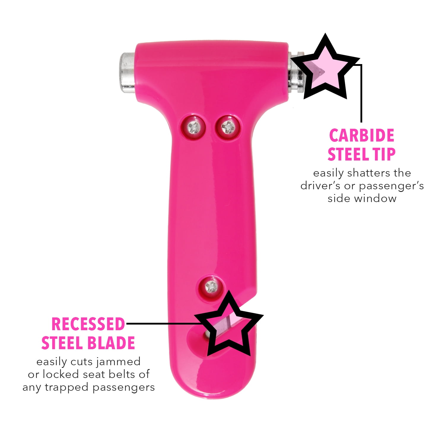 Super-Cute Emergency Escape Hammer and Seatbelt Cutter (Pink, 5.5 in) jc5ii