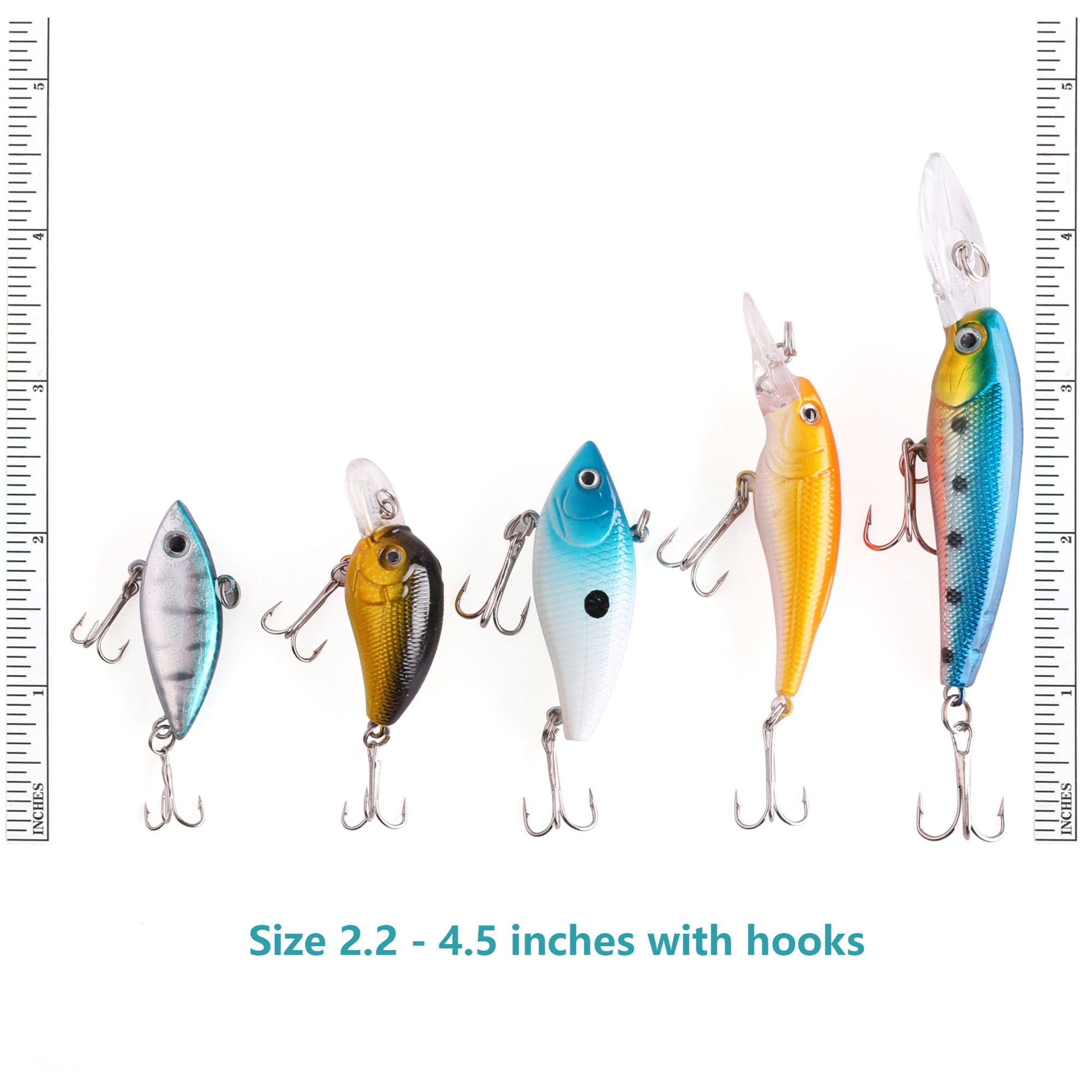 LotFancy 30-Piece Topwater Fishing Lure Set, Bass and Trout Bait with Propeller Tail (Multi-Color, 1.5 in to 3.6 in) hsgf0