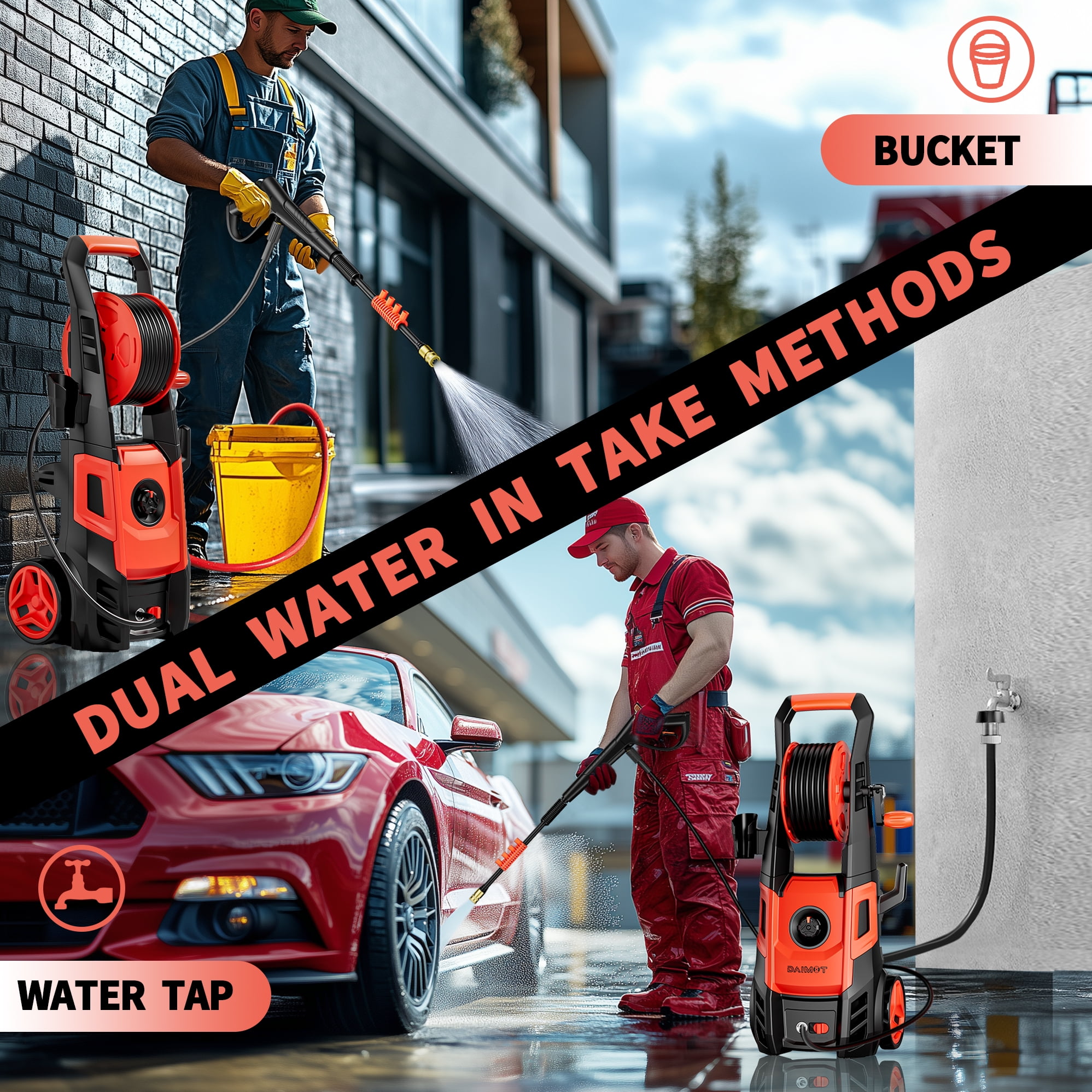 DAIMOT Electric Pressure Washer (3500 PSI, 2.4 GPM) High-Pressure Power Washer with Foam Cannon and 4 Nozzle Tips for Home, Car, and Driveway Cleaning ehduk
