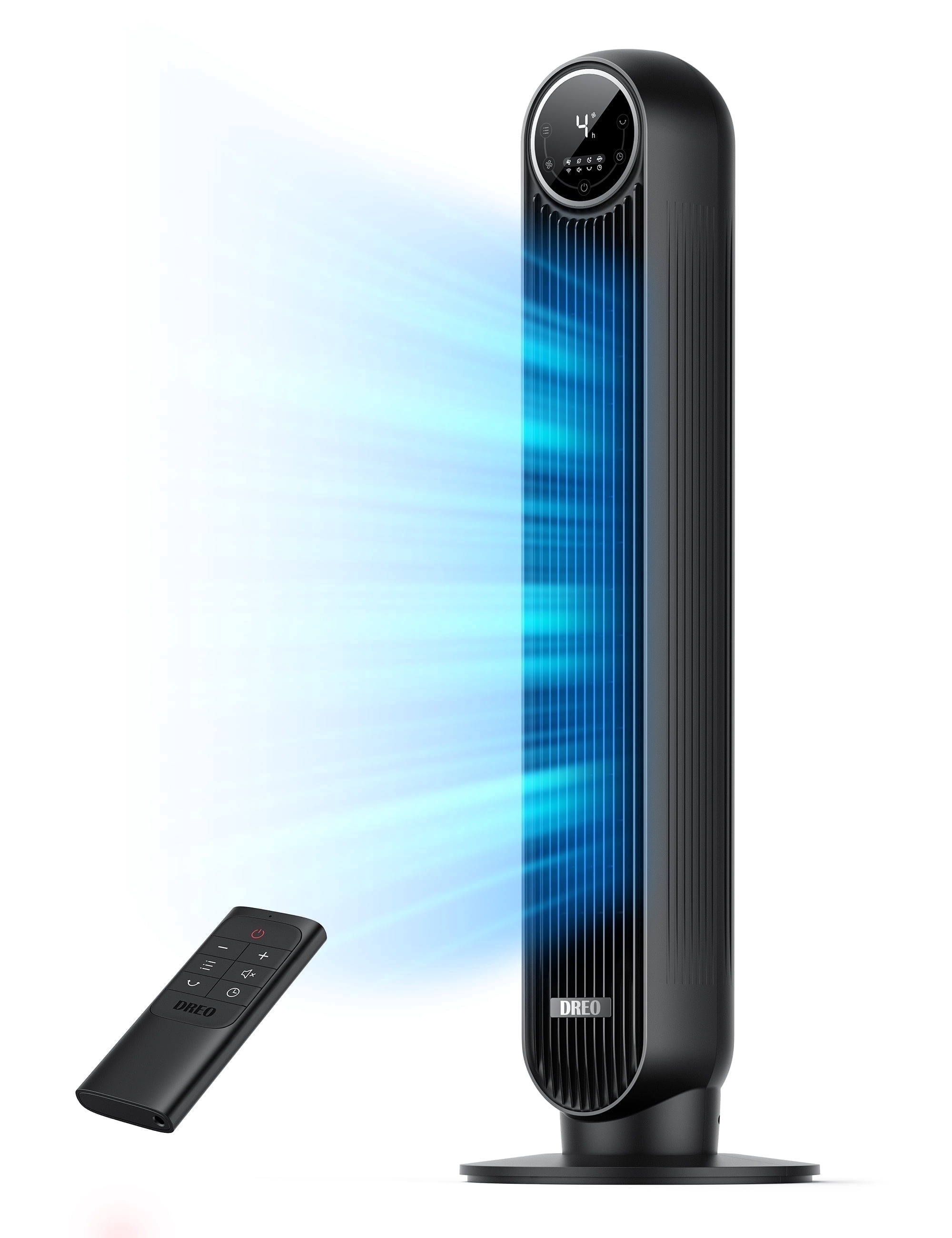 DREO Nomad One Tower Fan, Quiet Oscillating Floor Fan for Bedroom, 4 Speeds & 4 Modes (Black) 7s5mr
