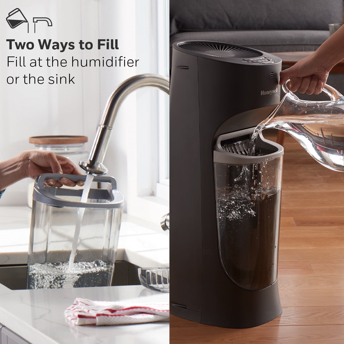 Honeywell Top Fill Cool Moisture Humidifier for Large Rooms (Black, 1.7 gal) 3gvbx