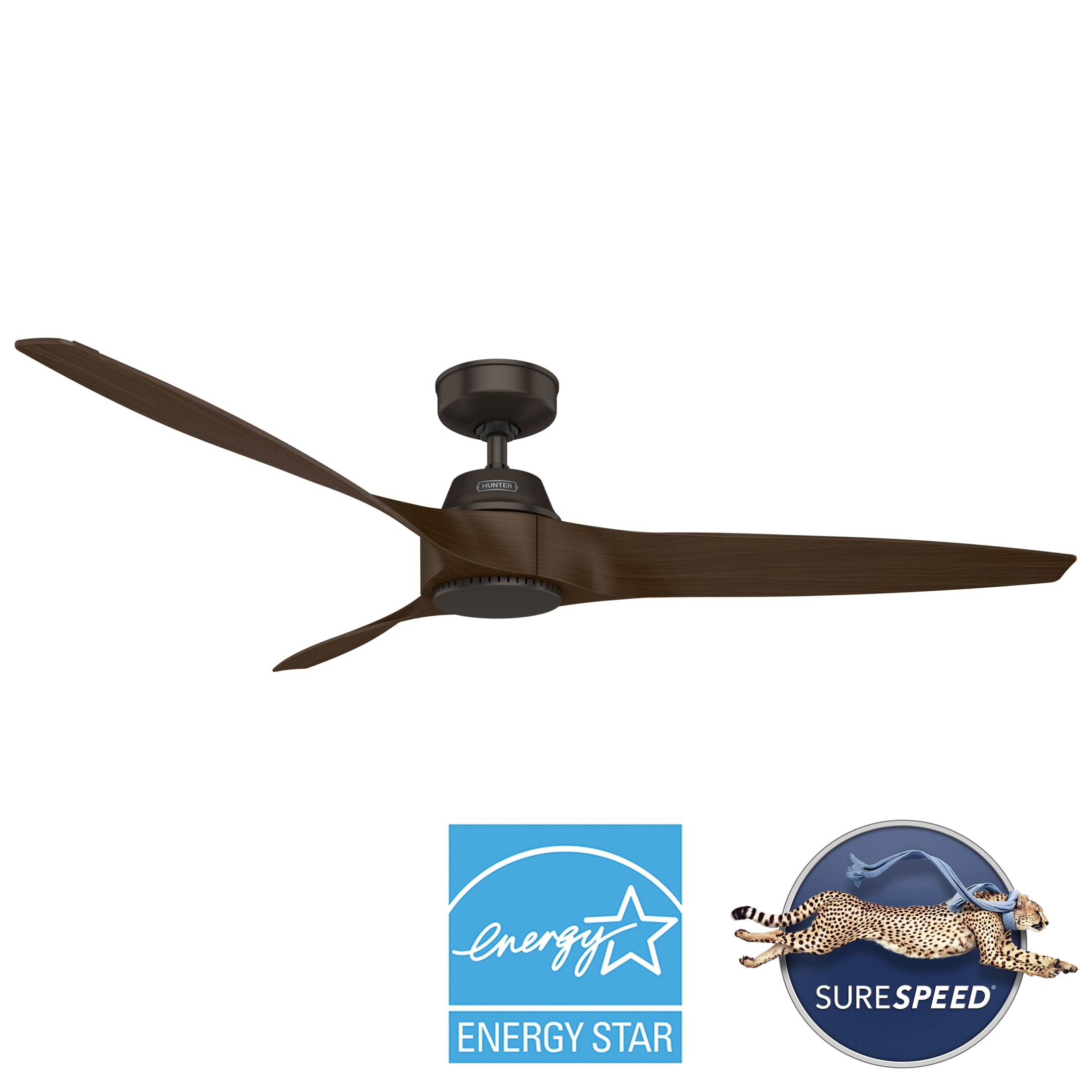 Hunter Mosley Indoor/Outdoor Ceiling Fan with Wall Control (Premier Bronze, 60 in) 3yakt