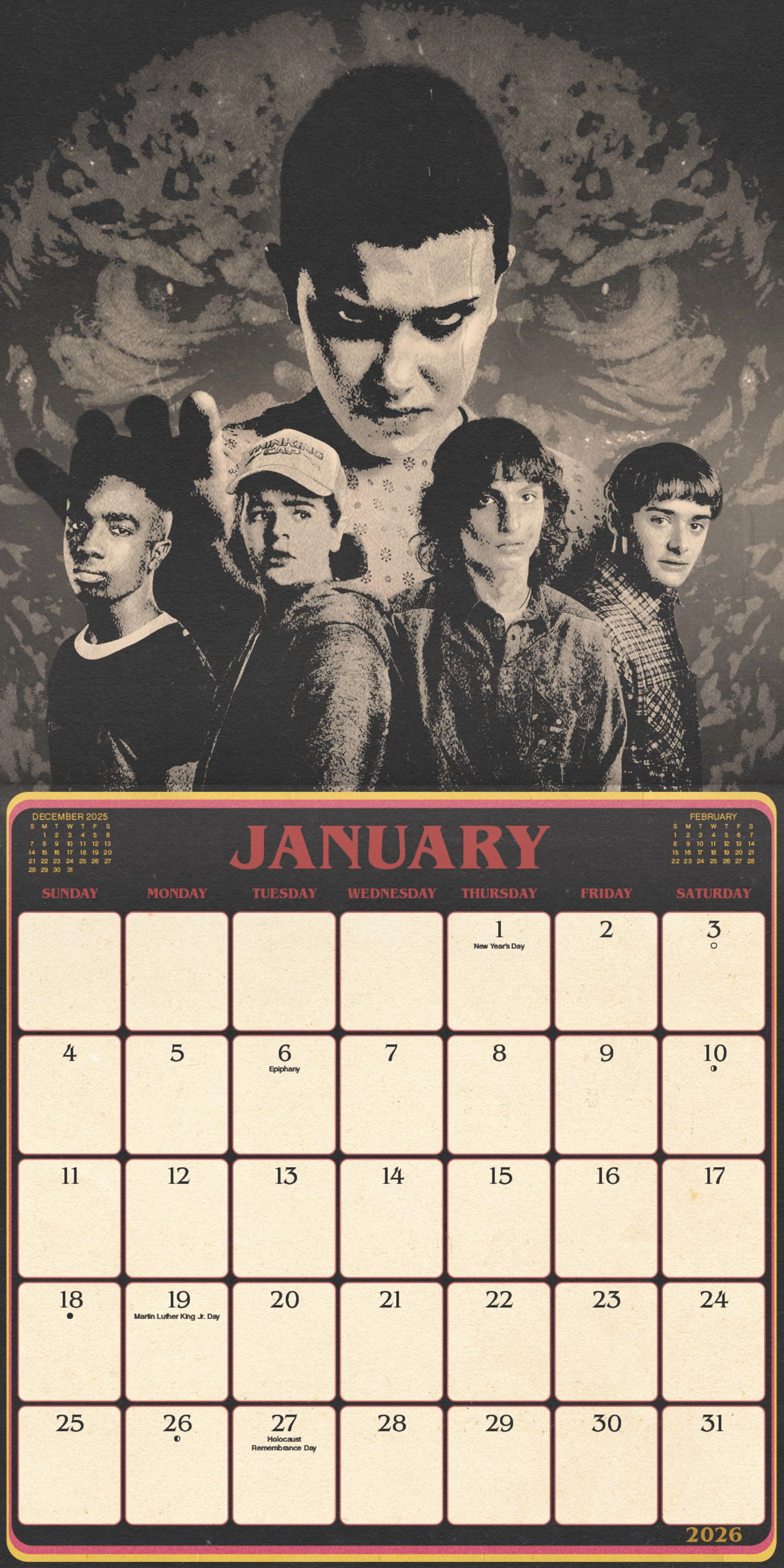 Trends International Netflix Stranger Things 2026 Wall Calendar and Daily Desk Box Calendar Set (Multi-Color, 2-Piece) pwcfk