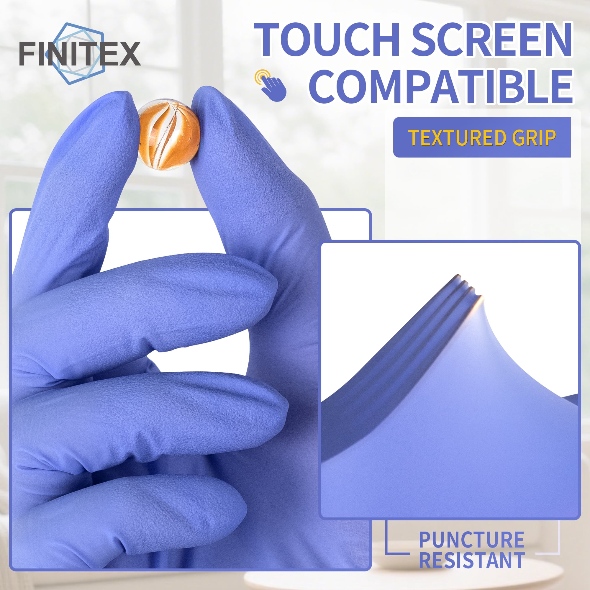 FINITEX Nitrile Disposable Gloves, Food Grade, Latex-Free, Hypoallergenic, Micro-Roughened Grip (Blue, Large, 200 Count) q73v6