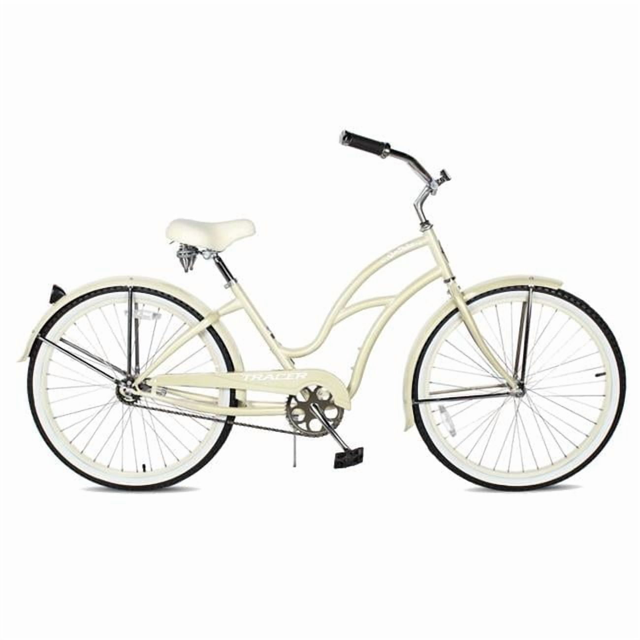 LastPlay 26 Inch Beach Cruiser Bike Single Speed with Fenders for Women (Cream, 26 in) 5vz33
