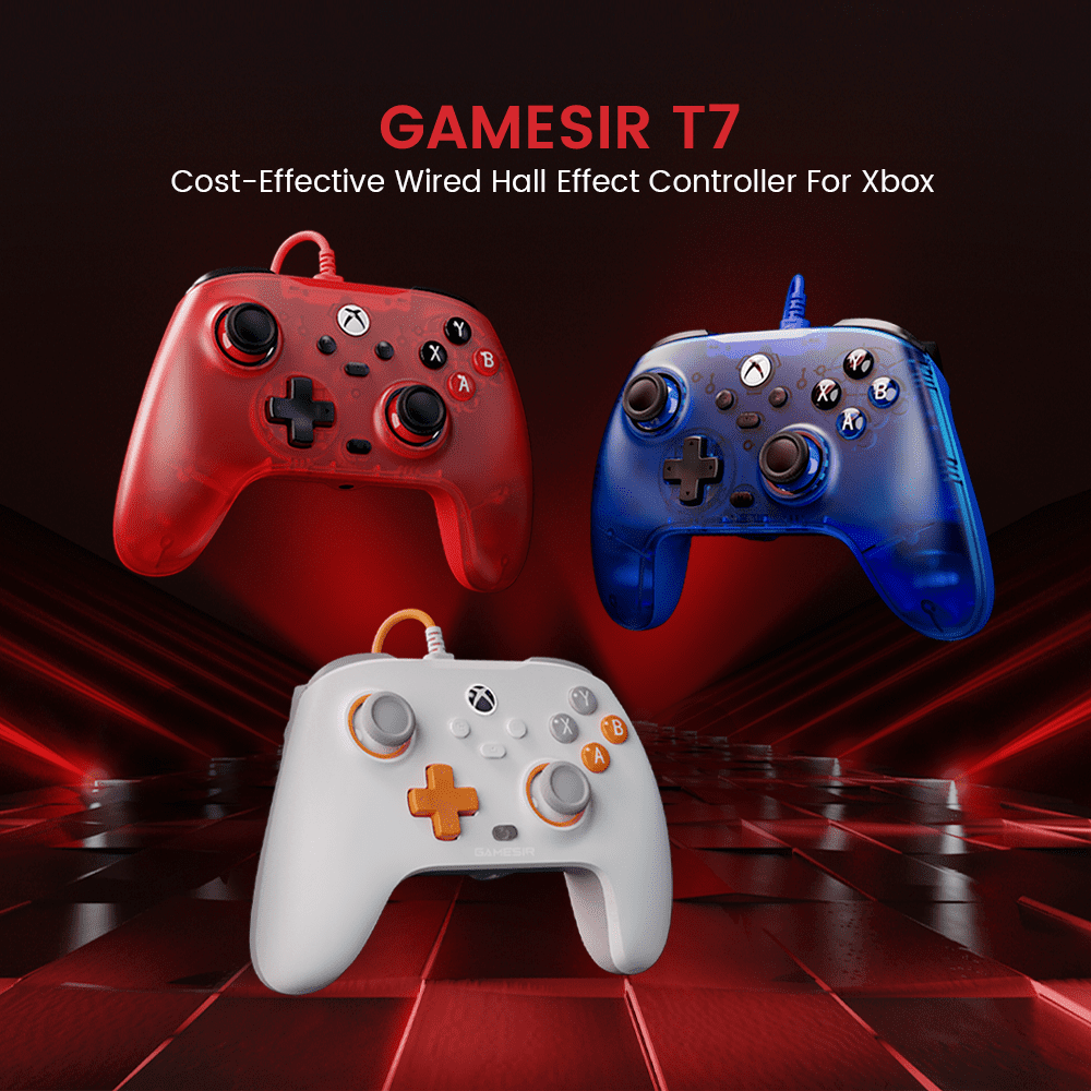 GameSir T7 Wired Controller with Hall Effect Anti-Drift Sticks and Precision Triggers for Xbox Series X|S, Xbox One & PC (Blue, 1 Count) h1m6c