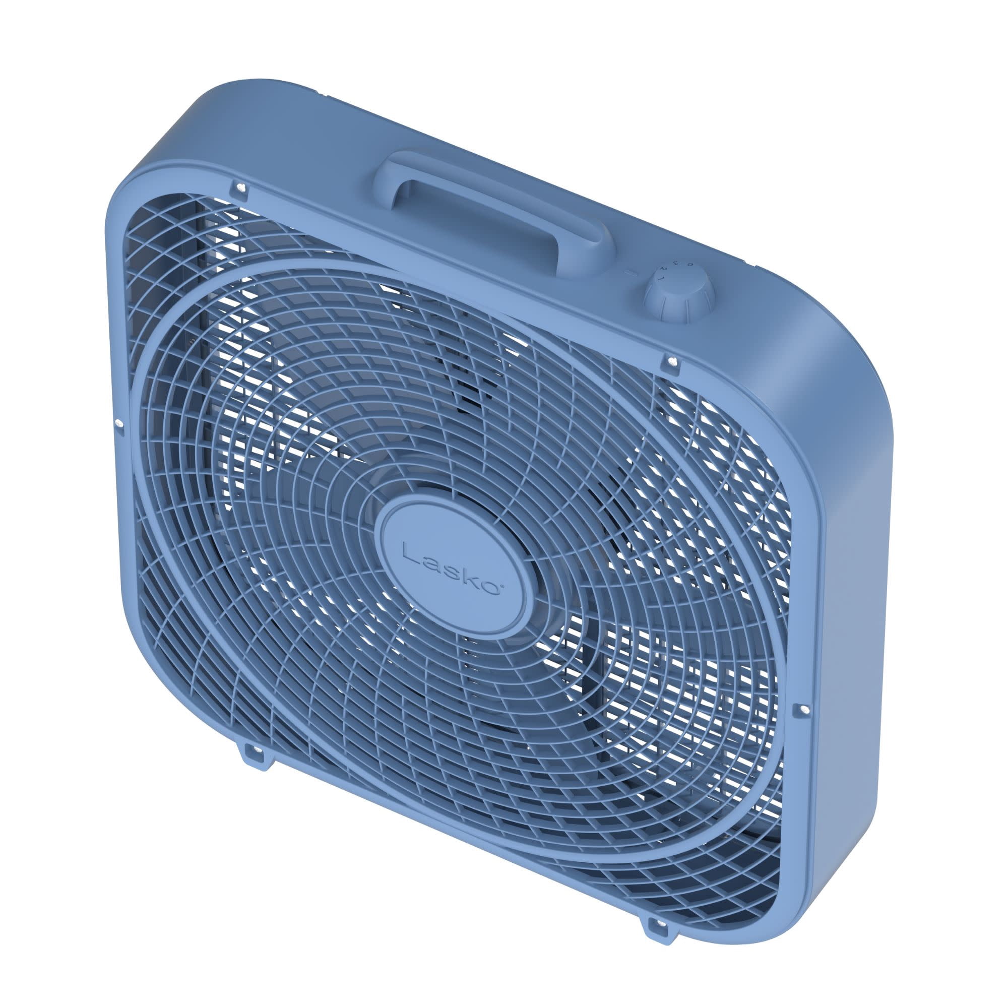 Lasko 20 in Cool Colors Classic Box Fan, Portable Floor or Window Cooling Fan with 3 Speeds (Laguna Blue, 20 in) f4r3m