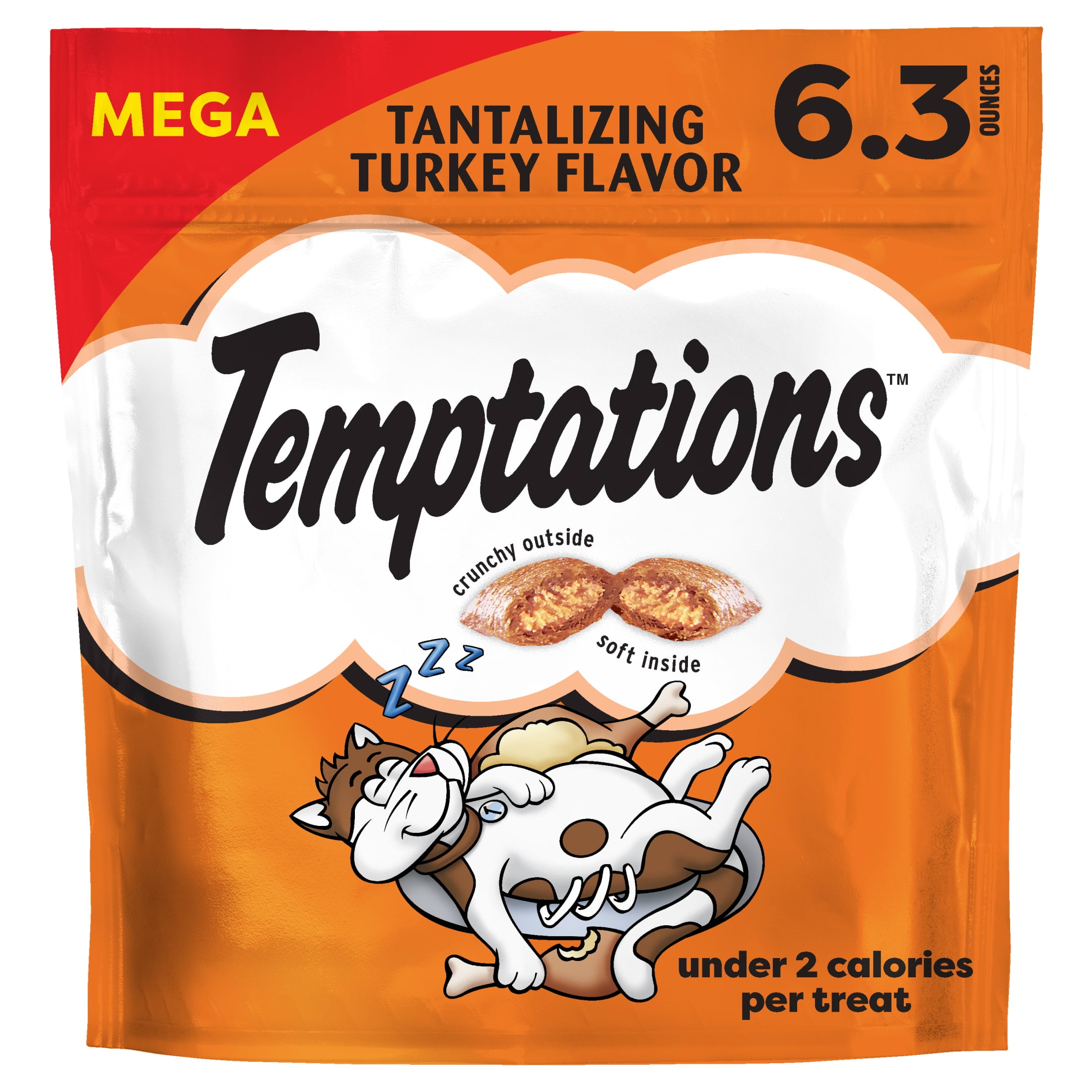 TEMPTATIONS Classic Tantalizing Turkey Flavor Crunchy and Soft Cat Treats (6.3 oz) m74jr