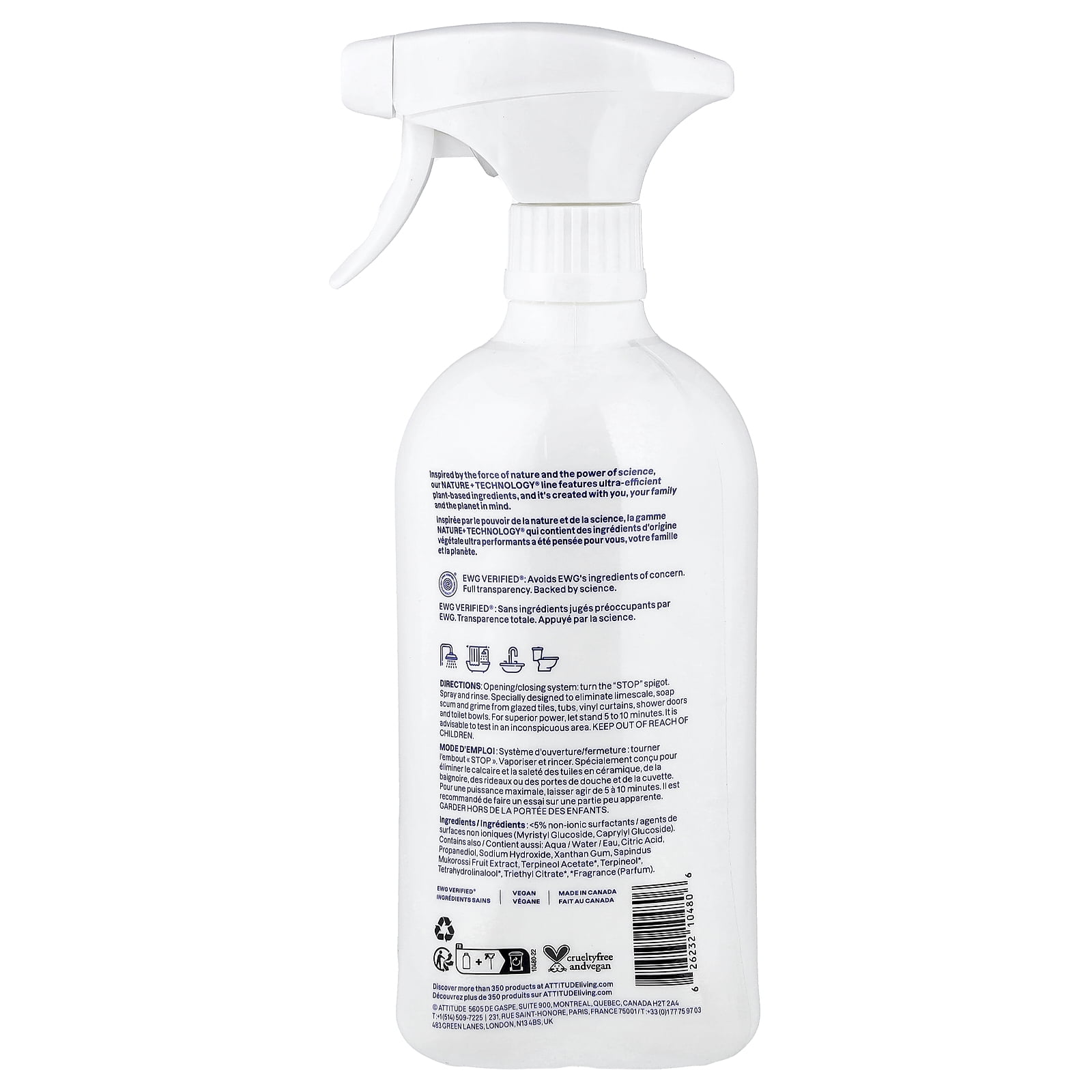 ATTITUDE Live Consciously Bathroom Cleaner Spray, Citrus Zest (27 fl oz) qa1aq