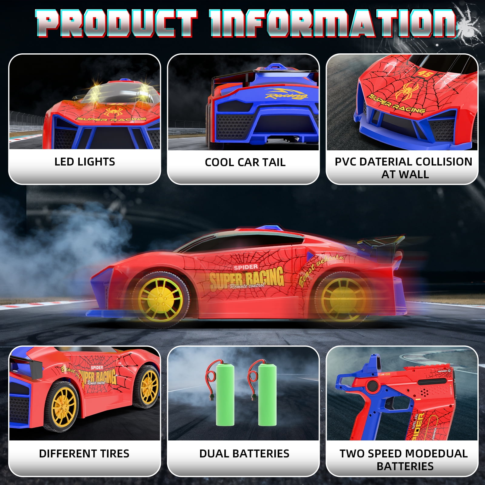 HNZENBW Remote Control Drift Car with Dual Remote Controls and Interactive Infrared Shooting (Red, 6.9 in x 3.5 in x 2.4 in) rd7j7