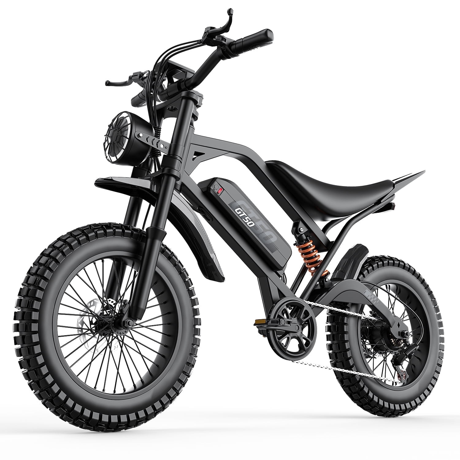 GWEIT Electric Mountain Bike for Adults, 2500W Peak Motor, 20 in Fat Tire E-Bike, Dual Suspension, 48V 25Ah Battery (Black, 20 in) njnt4