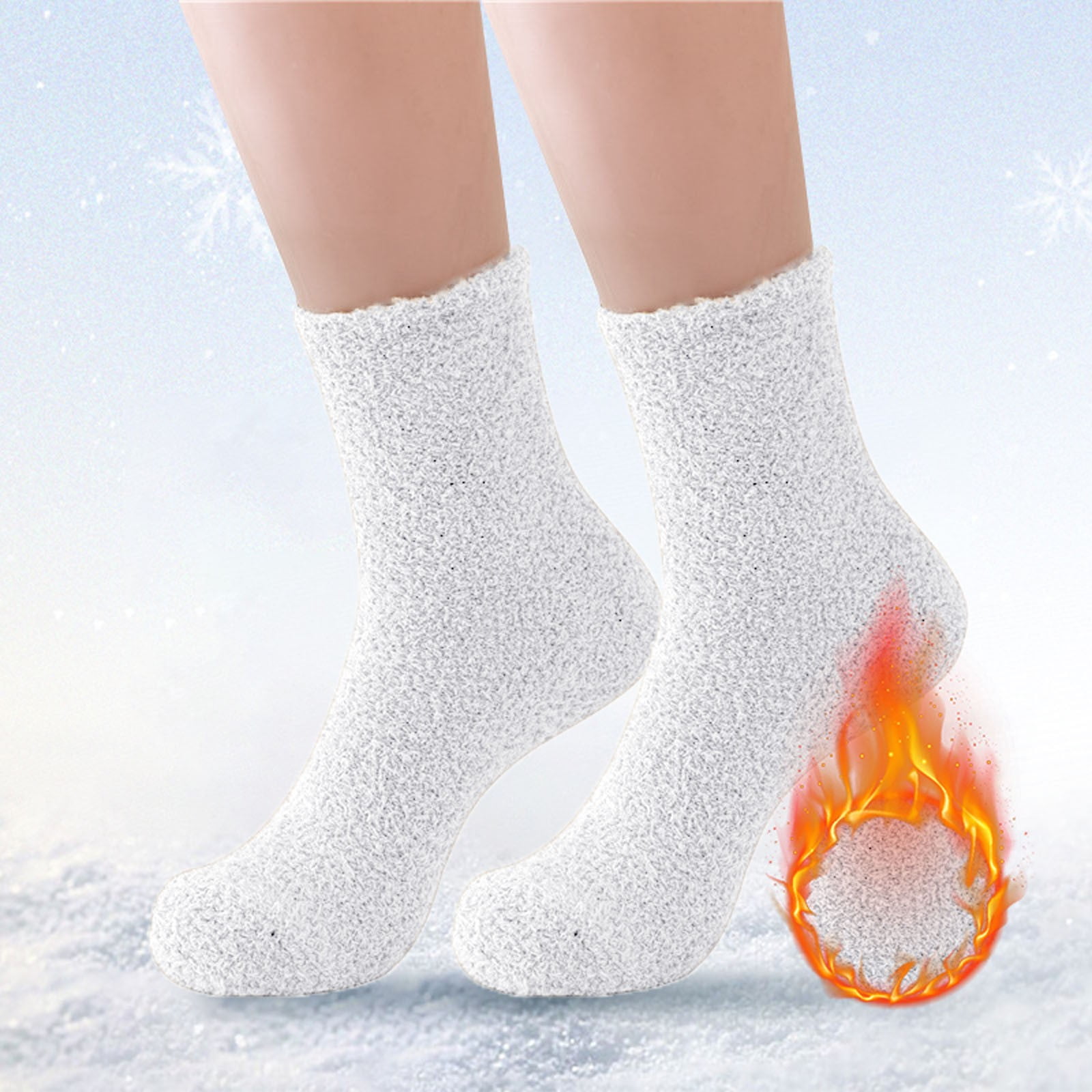 wxqfashion Fuzzy Slipper Socks for Men and Women, Warm Soft Thick Non-Slip Cabin Socks (White, 2 Pairs) gl4o8