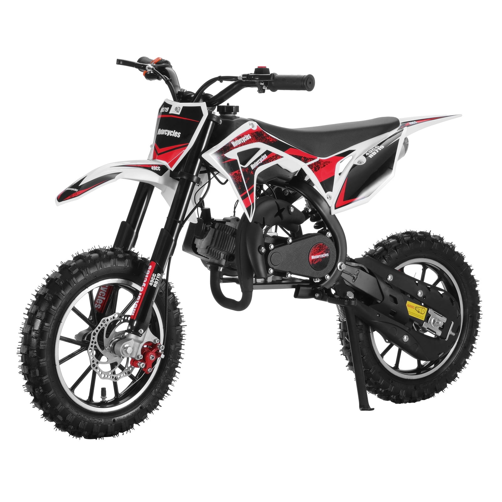 Meileang 49cc Kids Dirt Bike Off-Road Motorcycle with Dual Disc Brakes and Shock Absorbers (Black, 330 lb Capacity) 0cagn