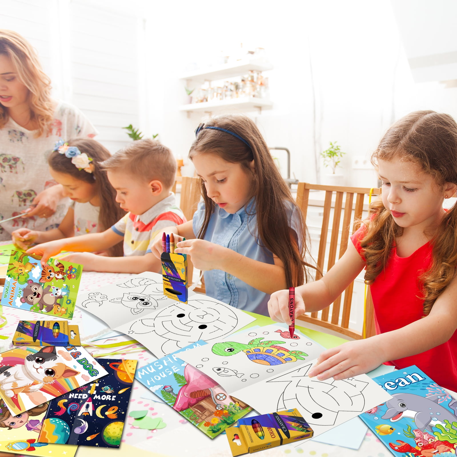 Elfew Coloring and Activity Books for Kids, Educational Mazes and Creative Art Set (20 Pack, 6.7 in x 5.1 in) sfvhh