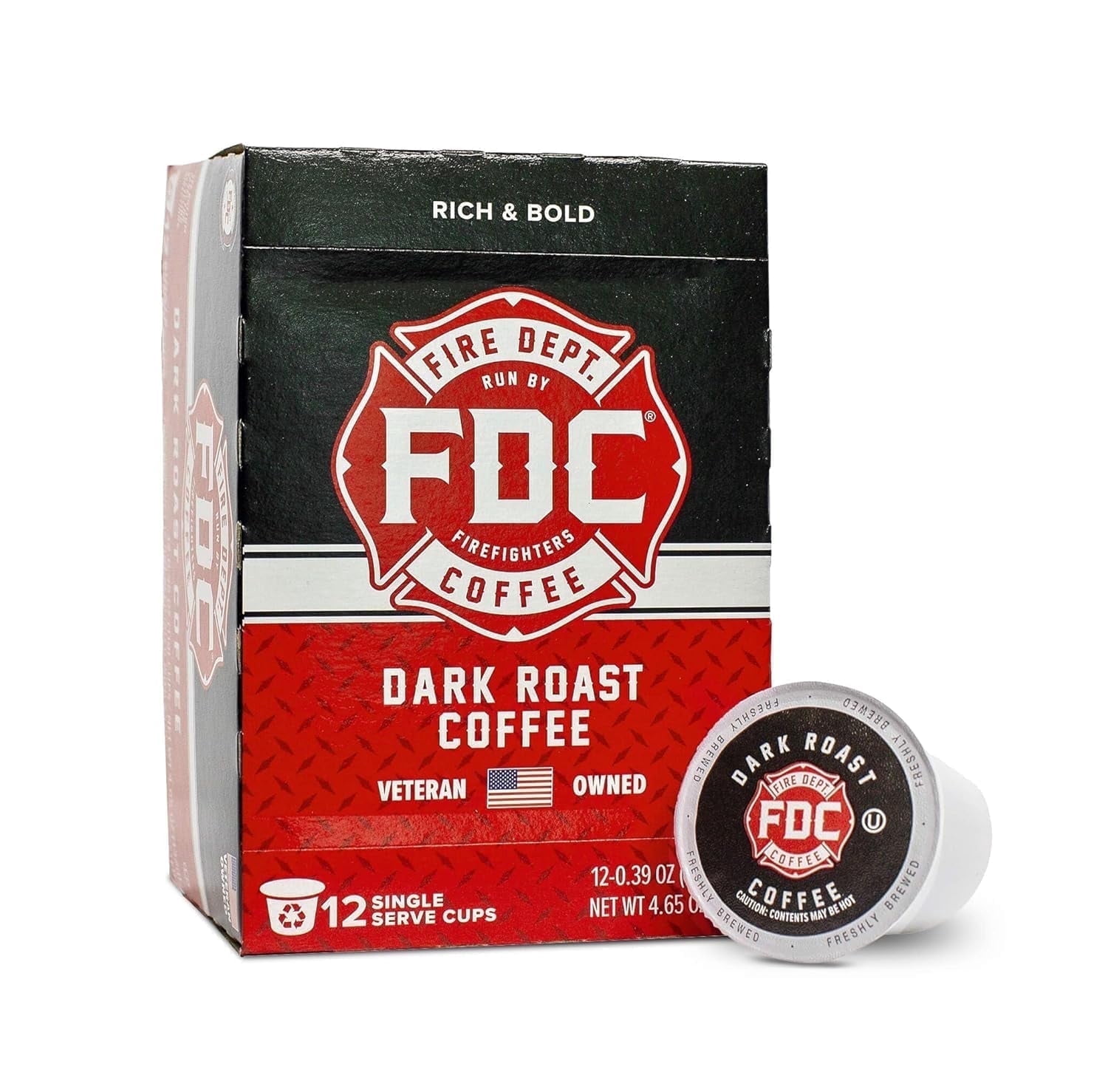 Fire Department Coffee Original Dark Roast Premium K-Cup Coffee Pods (Dark Roast, 12 Count) k9kir