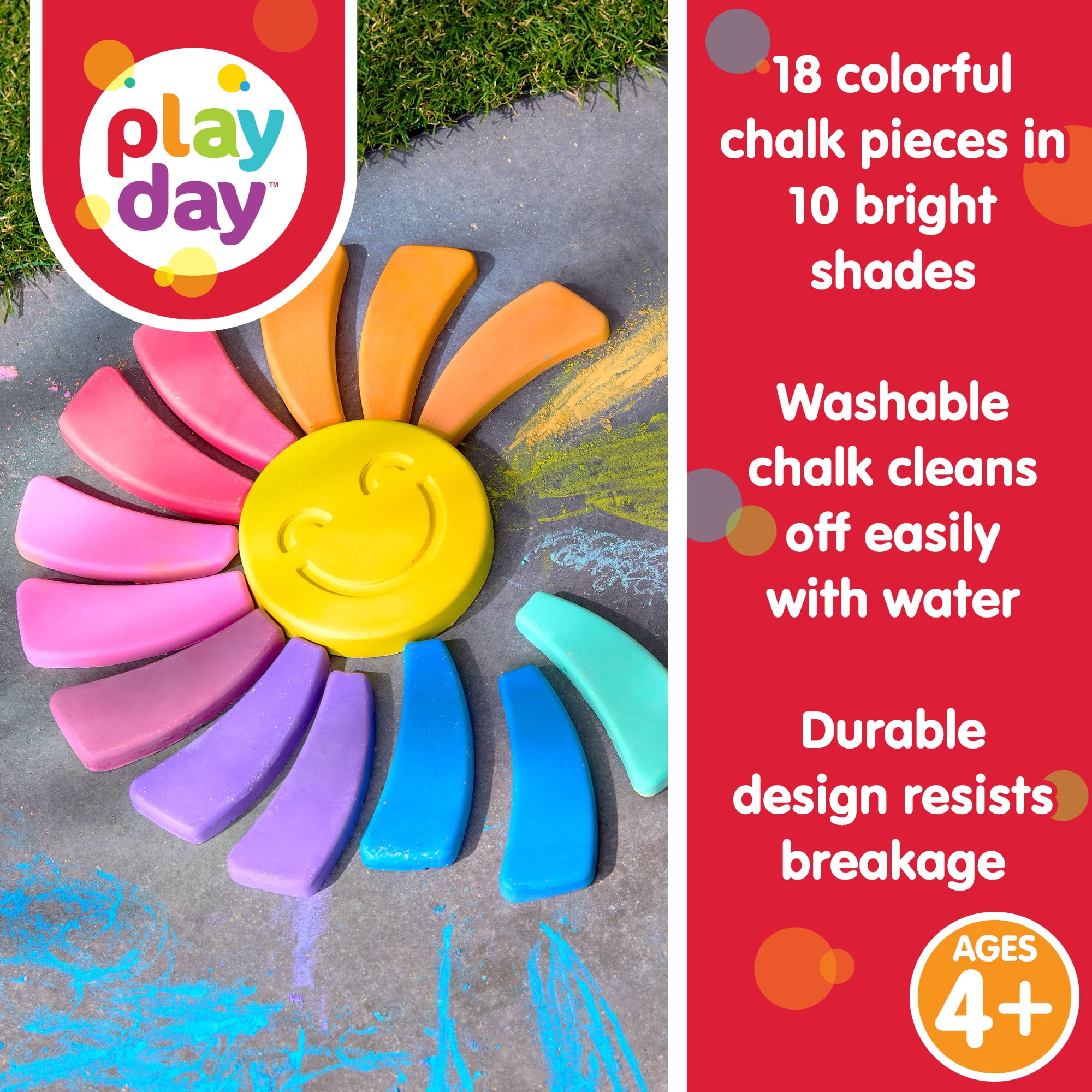 Play Day Sunflower Sidewalk Chalk Set (Multicolor, 18-Piece) n5884