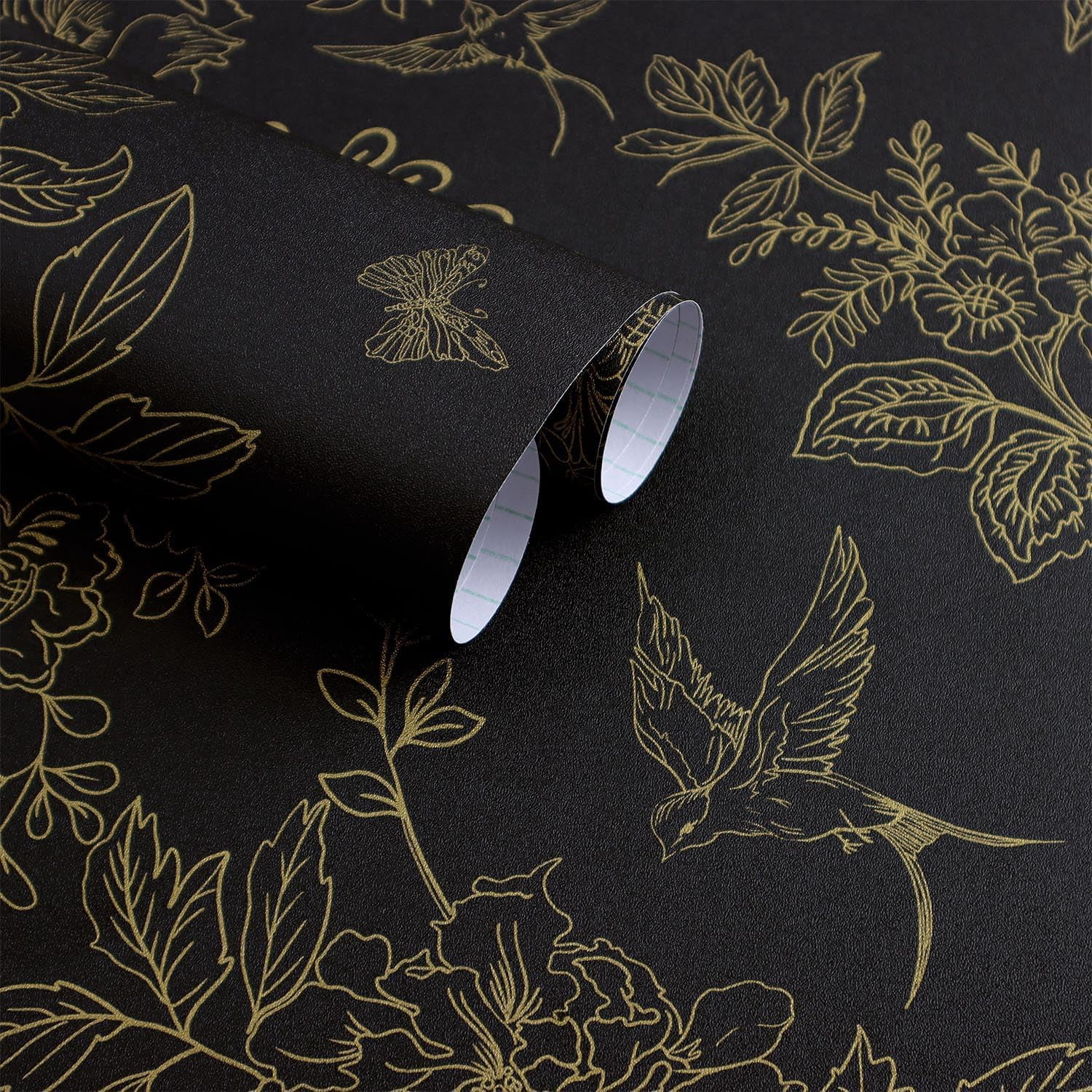 Usachibb Vintage Floral Peel and Stick Wallpaper, Removable Boho Contact Paper for Bedroom and Bathroom (Cream White and Blue, 17.7 in x 118.1 in) 7fljd