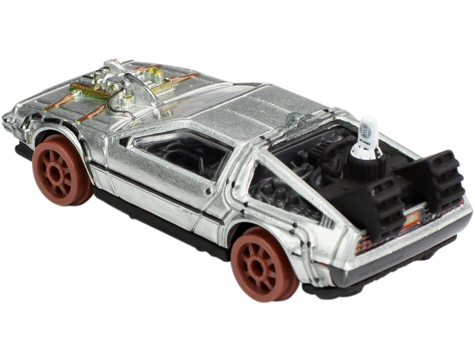 Hot Wheels Back to the Future Part III Time Machine Railroad Version Diecast Model Car (Brushed Metal, 2.75 in) a7w9f