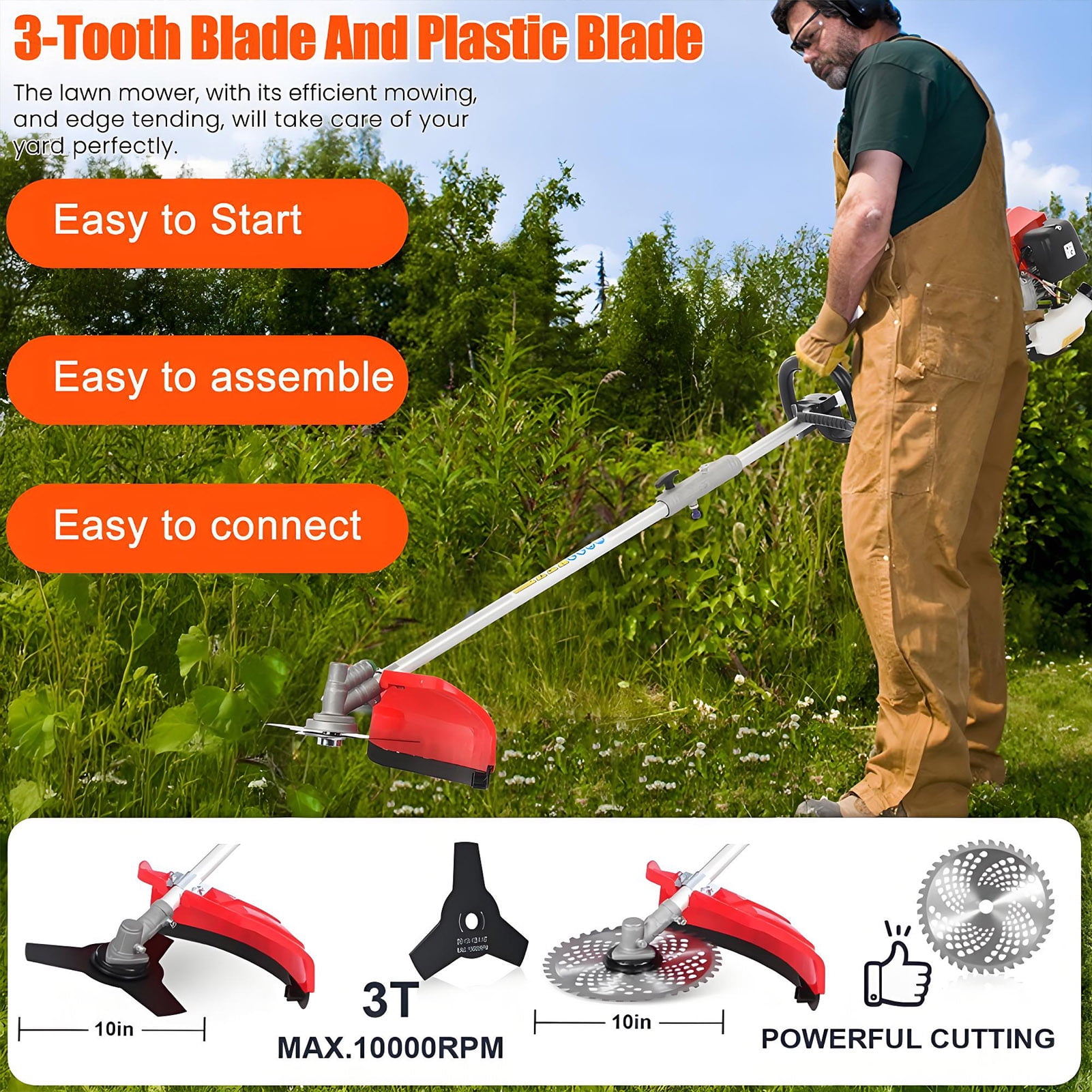 ZKSM 52CC 2-Cycle Gas Powered 5-in-1 Multi-Functional Garden Tool Set (Red, 1 Set) tz8de