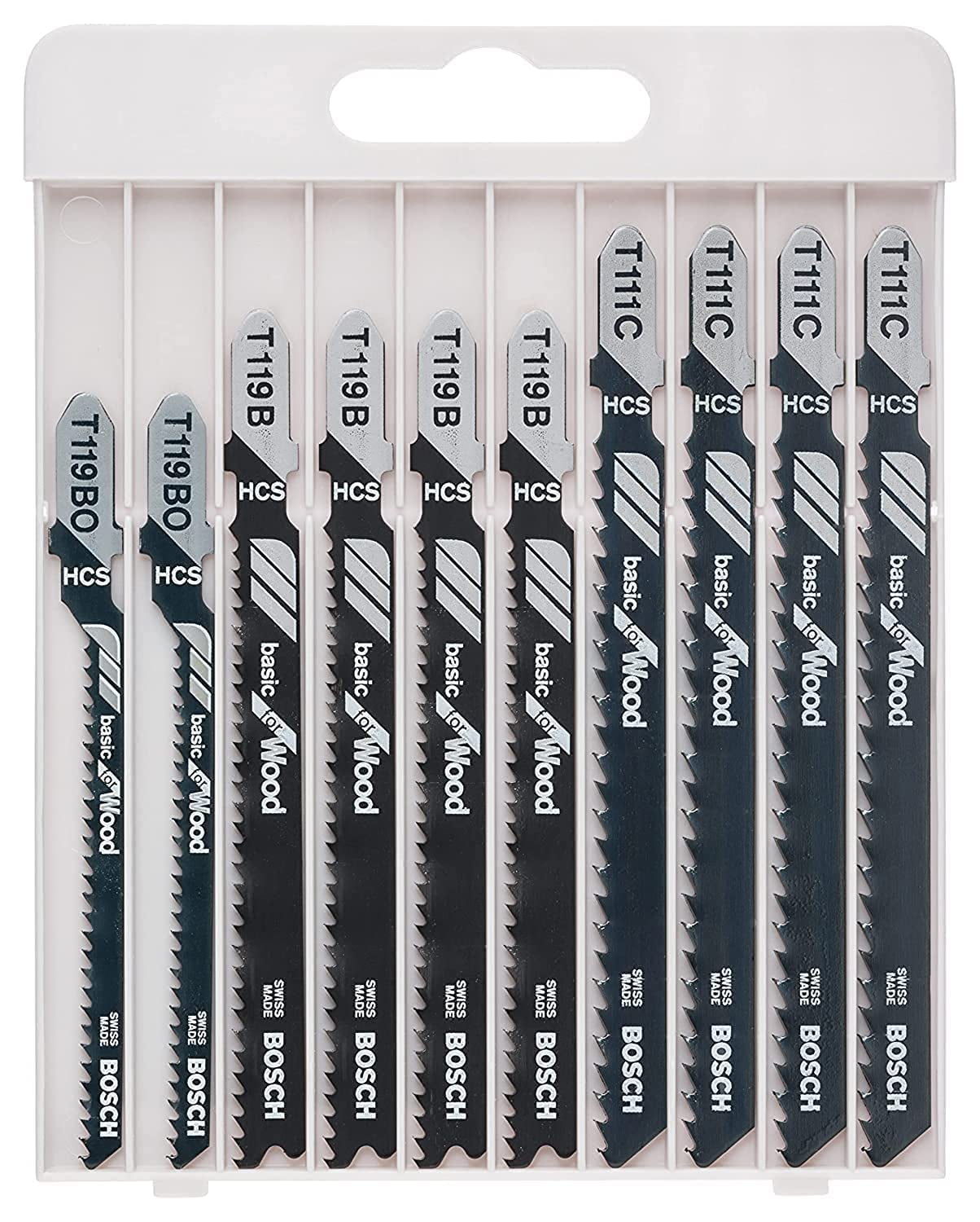 Bosch Basic Wood Jigsaw Blade Set, High Carbon Steel Cutting Blades (10-Piece) l8xeb