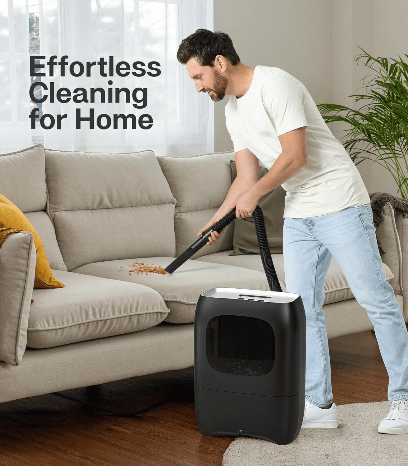 VicTsing Touchless Stationary Vacuum, Automatic Electric Dustpan for Pet Hair and Debris (Black, 1 Unit) 98txa