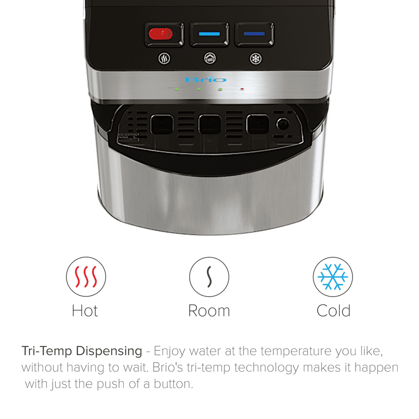 Brio 500 Series Water Cooler Dispenser with Multi-Stage Filtration (Silver) pbvqb