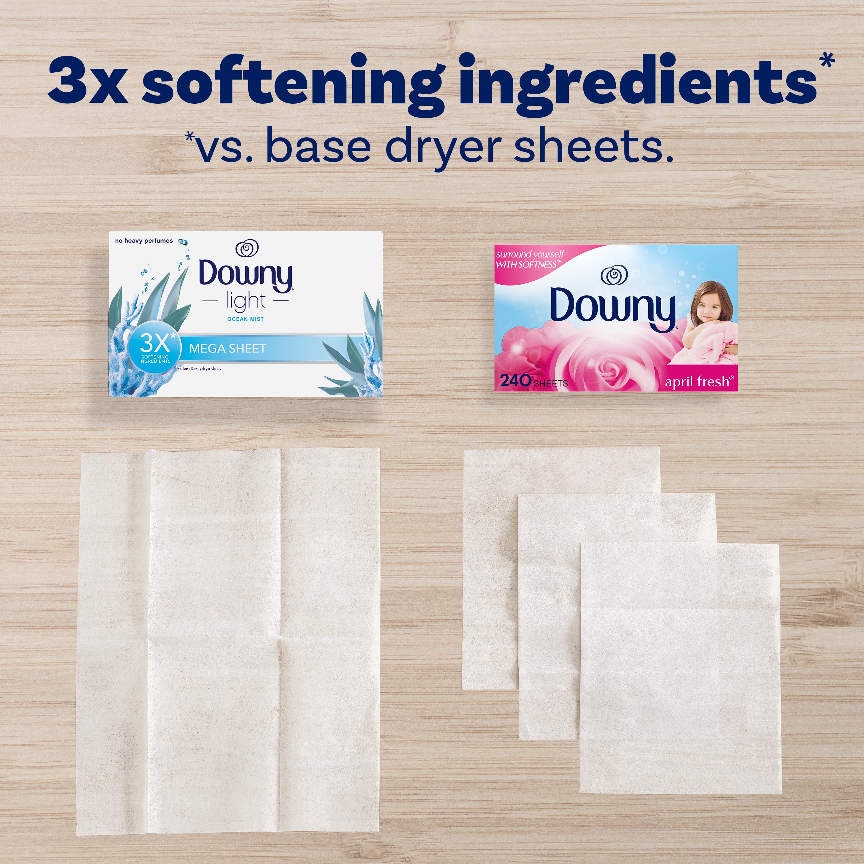Downy Light Mega Dryer Sheets, Ocean Mist, Fabric Softener with Anti-Static and Wrinkle Reduction (80 Count) 08u33