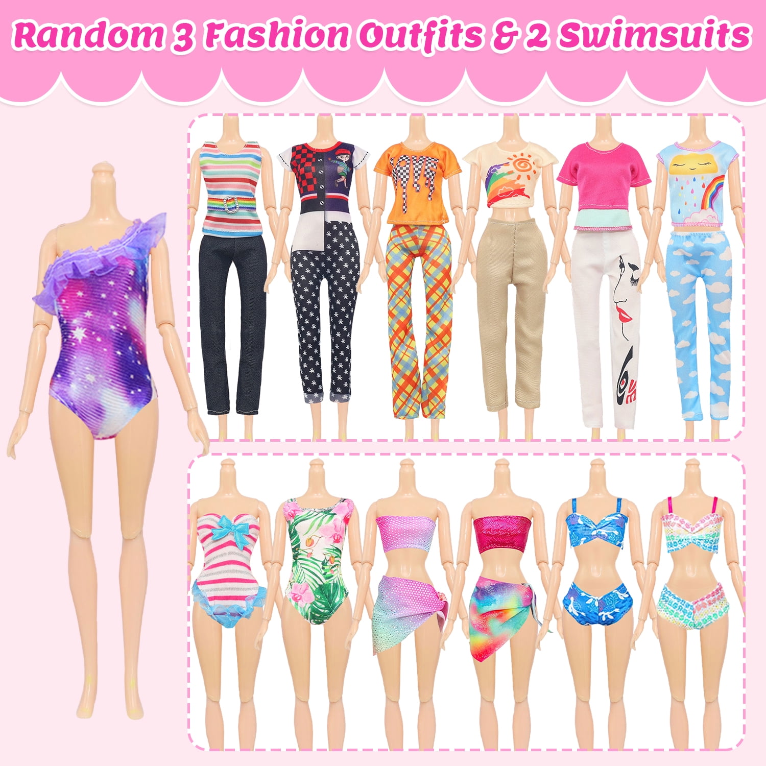 Zita Element 75-Piece Doll Clothes and Accessories Fashion Outfit Set for 11.5 in Dolls (Multi-Color, 75-Piece Set) zfsqt