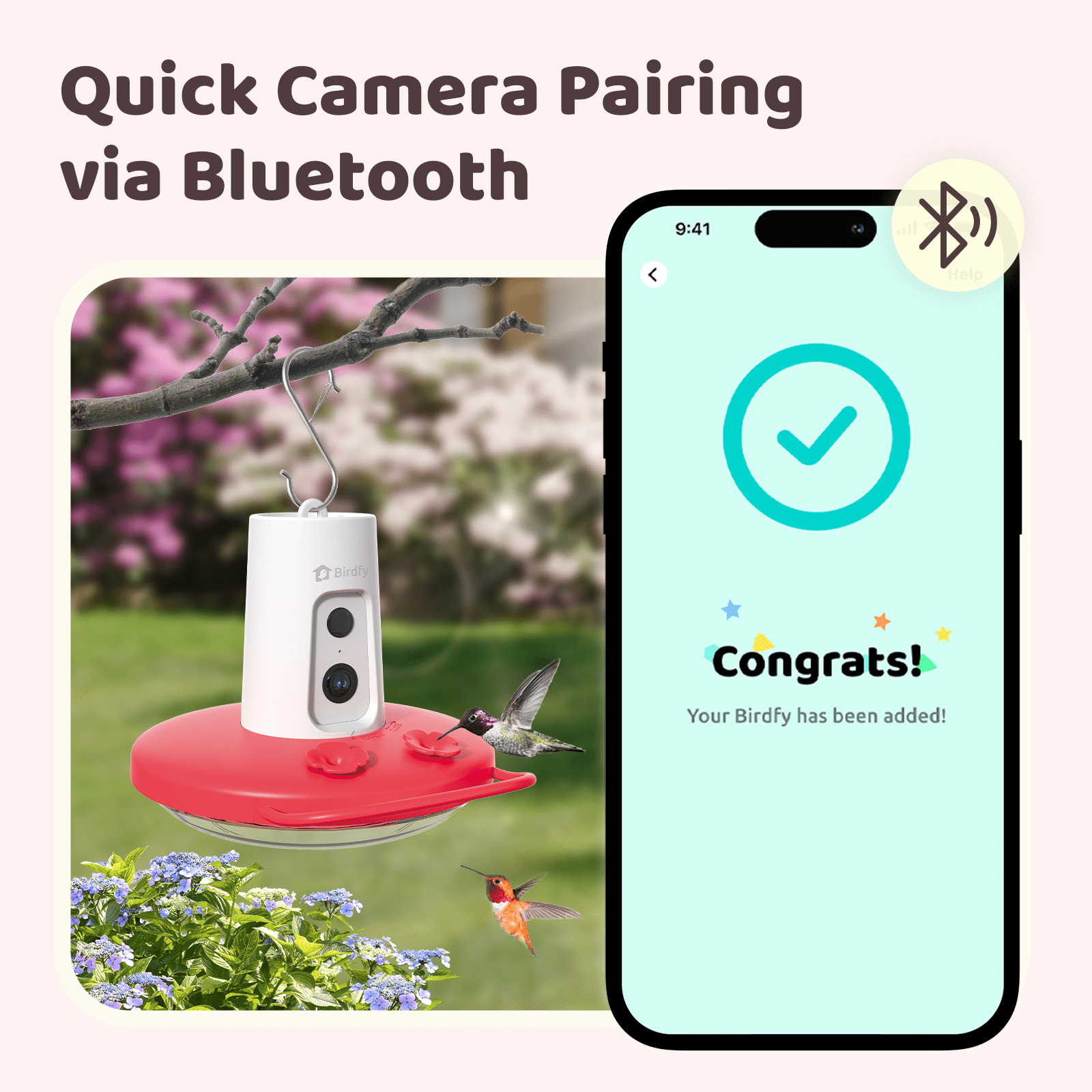 Birdfy Hummingbird Feeder with Camera, 1080P FHD Smart Bird Watching Station with AI Species Identification and Ant Moat (Red) wz3wt