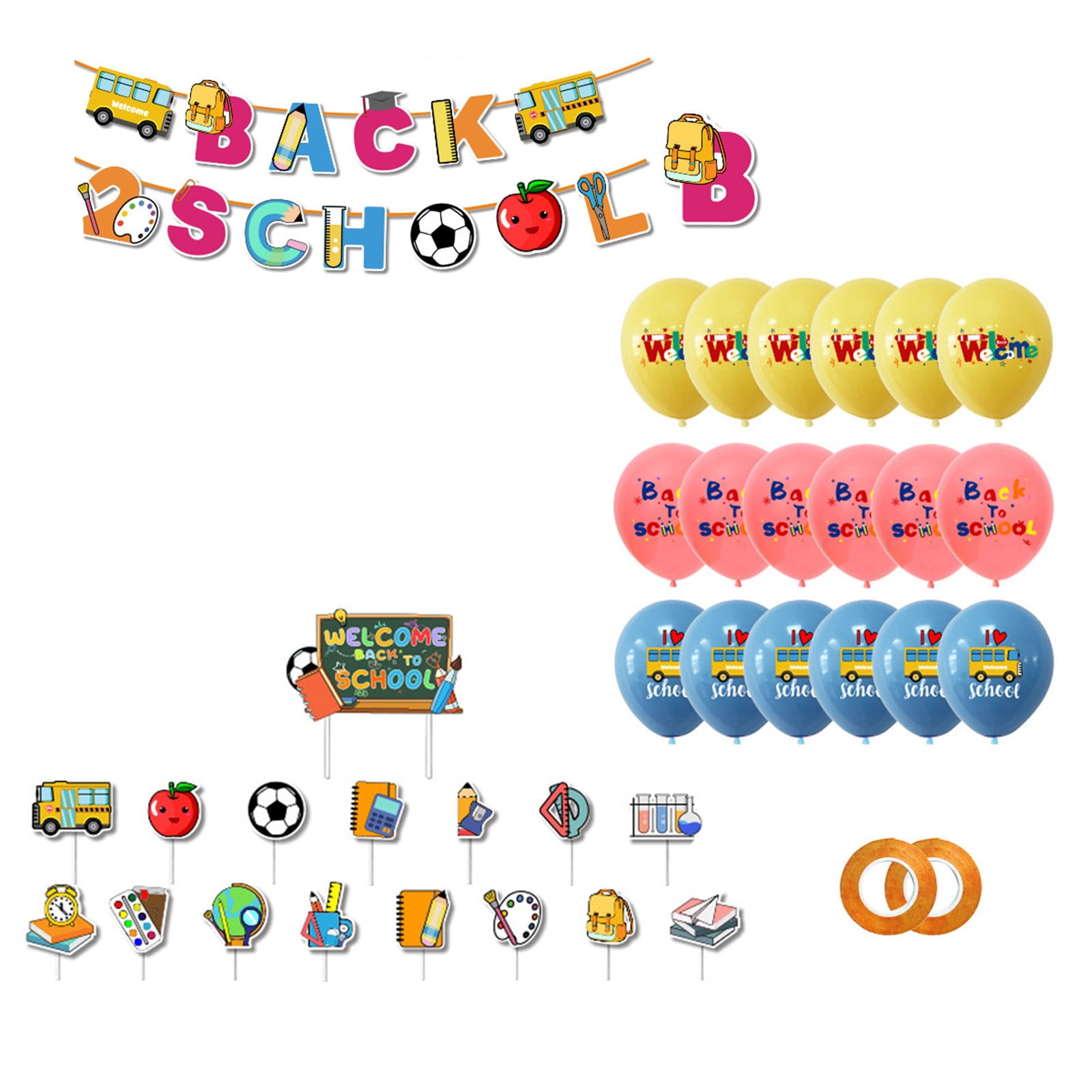 Ajauxi Back To School Party Decoration Set, Classroom Welcome Banner and Balloon Arch Kit (37 Piece Set) e18gj