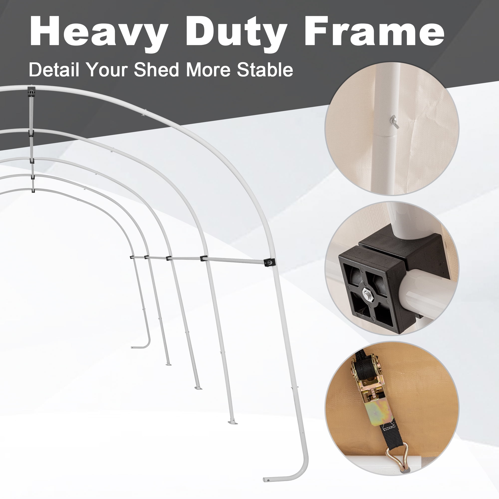 VENTOPYR Heavy Duty Carport Canopy with Steel Frame (10 ft x 20 ft x 9 ft) yhxpf