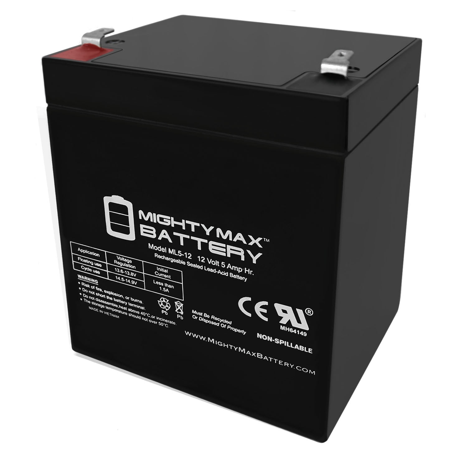 Mighty Max Battery 12V 5AH SLA AGM Rechargeable Battery (F1 Terminal, 3.58 in x 2.76 in x 4.21 in) wqygy