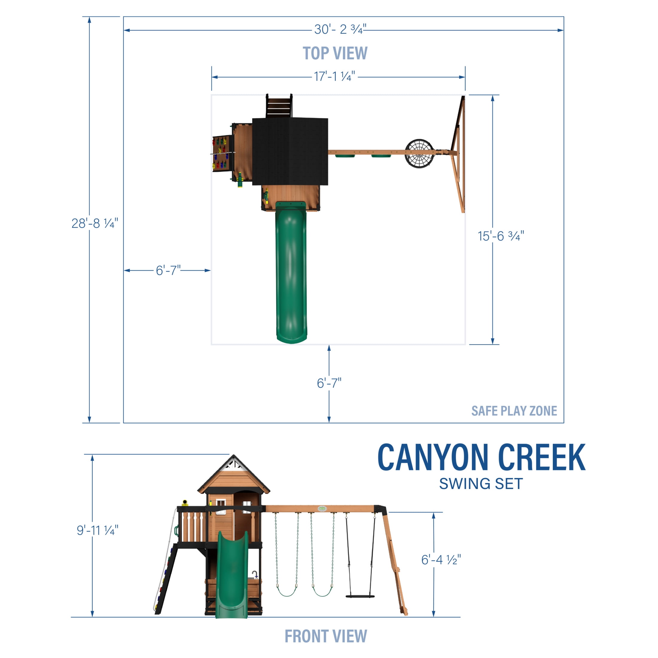 Backyard Discovery Canyon Creek Cedar Wood Swing Set with Slide, Clubhouse, and Rock Wall (Brown, 11-Child Capacity) 0hwjp