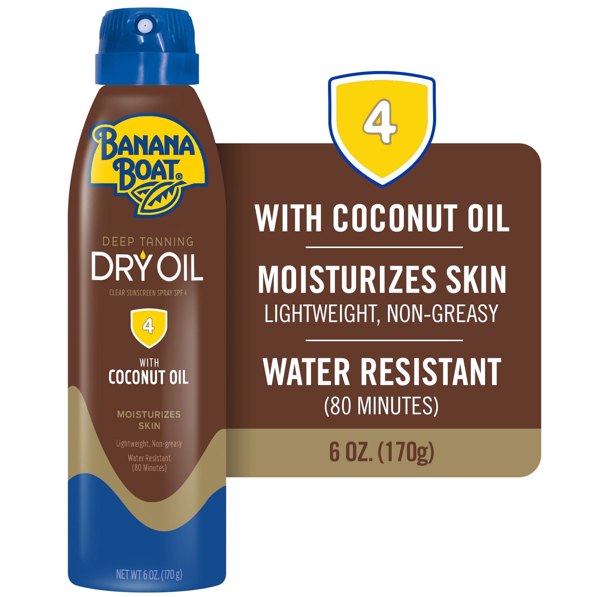 Banana Boat Deep Tanning Oil SPF 4 Sunscreen Spray (Clear, 6 oz) cm03p