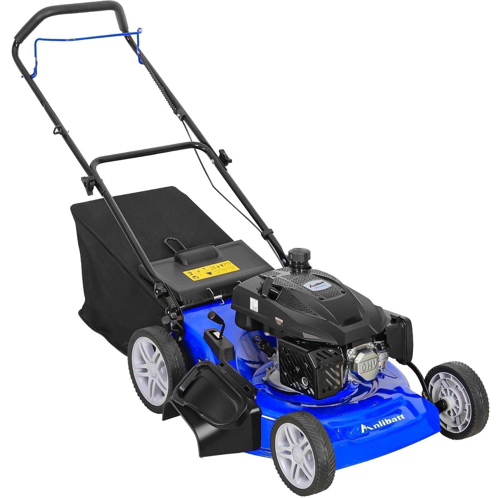 ANLIBATT 21 Inch Gas Lawn Mower, 201cc 4-Cycle OHV Engine Walk-Behind Push Mower with Bagging (Black, 21 in) p40xx
