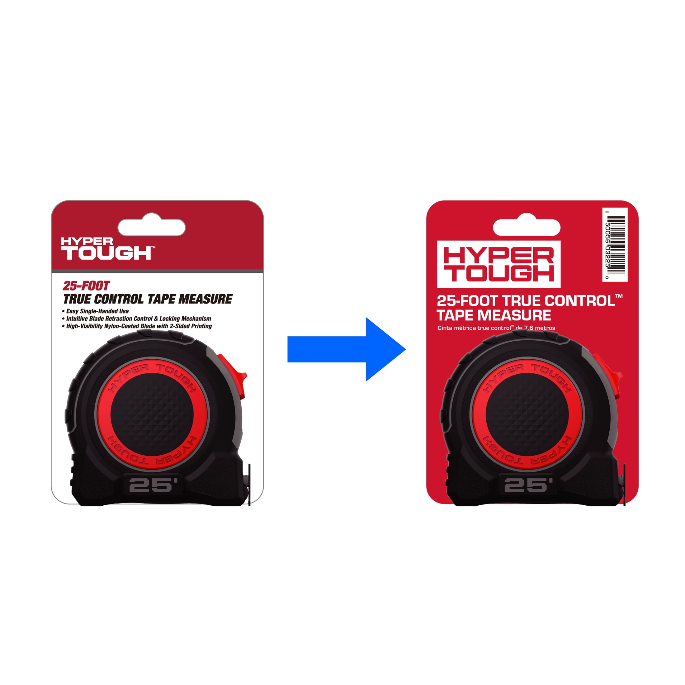 Hyper Tough True Control Tape Measure with High-Visibility Blade (Grey, 25 ft) wrgwi