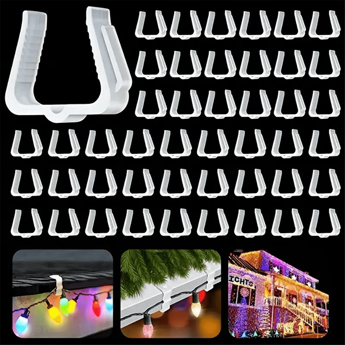 Generic Christmas Light Hanger Hooks (White, 50 Pack, 1.625 in) 6aqaq