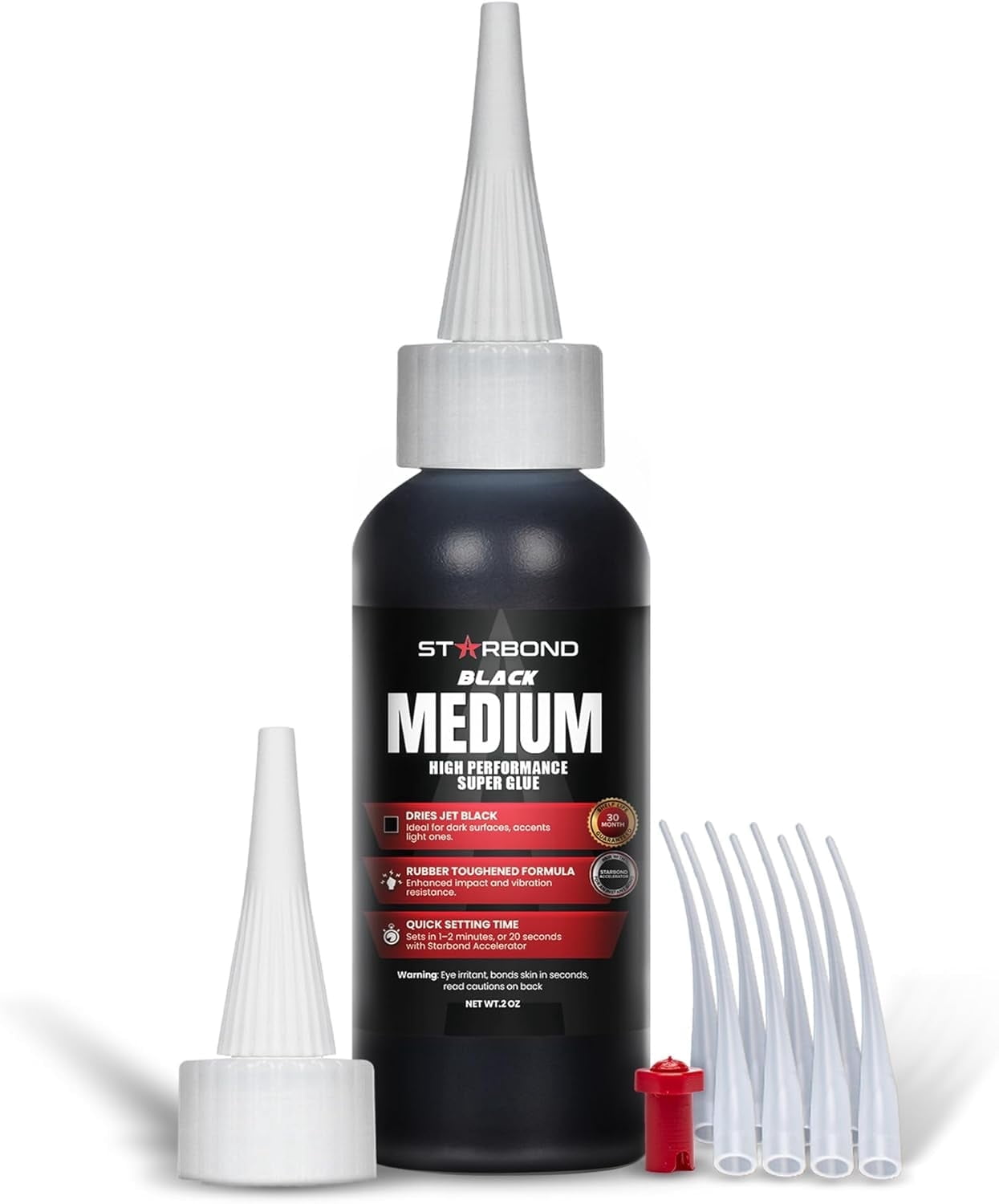 Starbond Black Medium CA Glue Premium Cyanoacrylate Adhesive for Woodworking and Craft Repair (Black, 2 oz) 19oxp