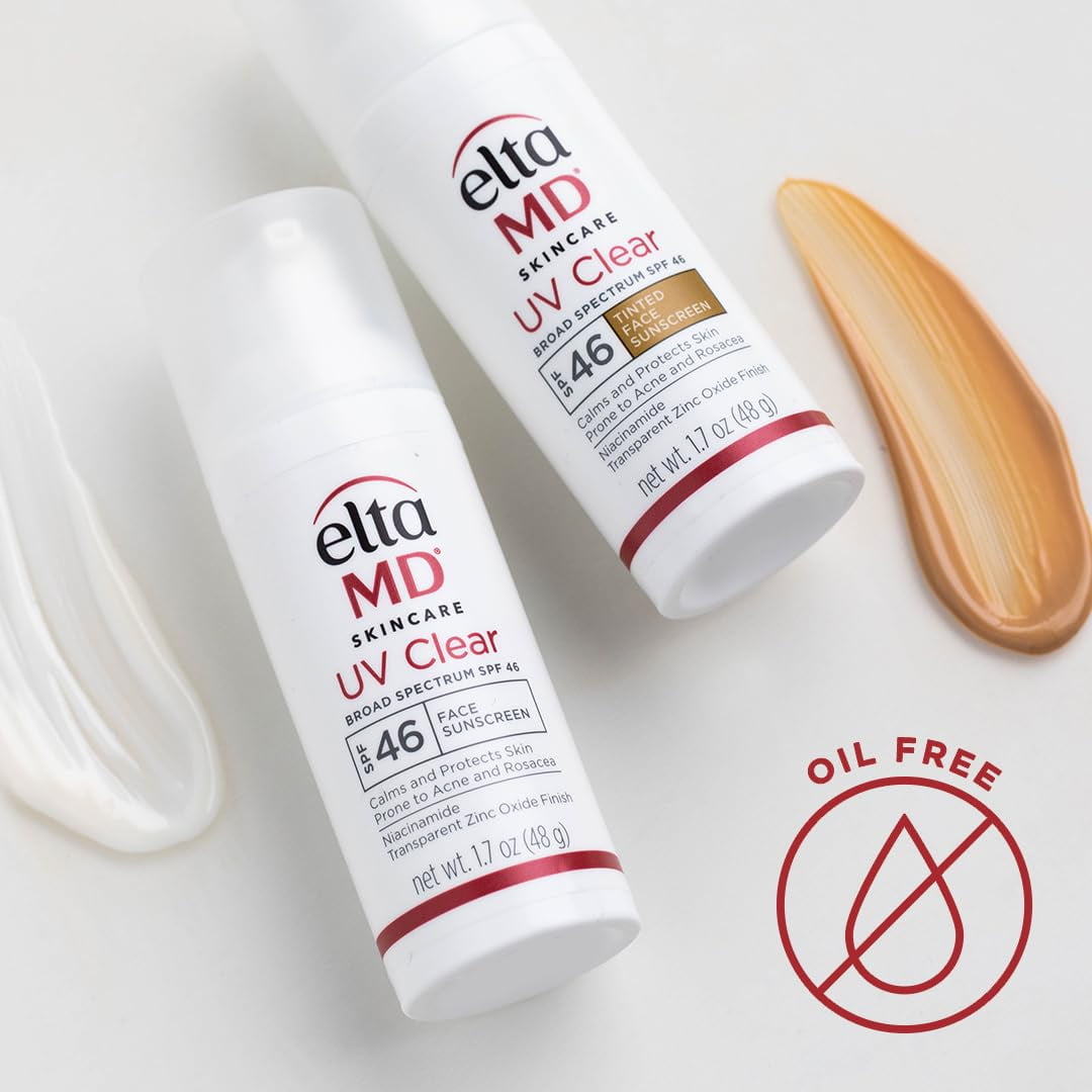 EltaMD UV Clear Facial Sunscreen SPF 46, Oil-Free Mineral Formula with Zinc Oxide and Niacinamide (Clear, 1.7 oz) 2da32
