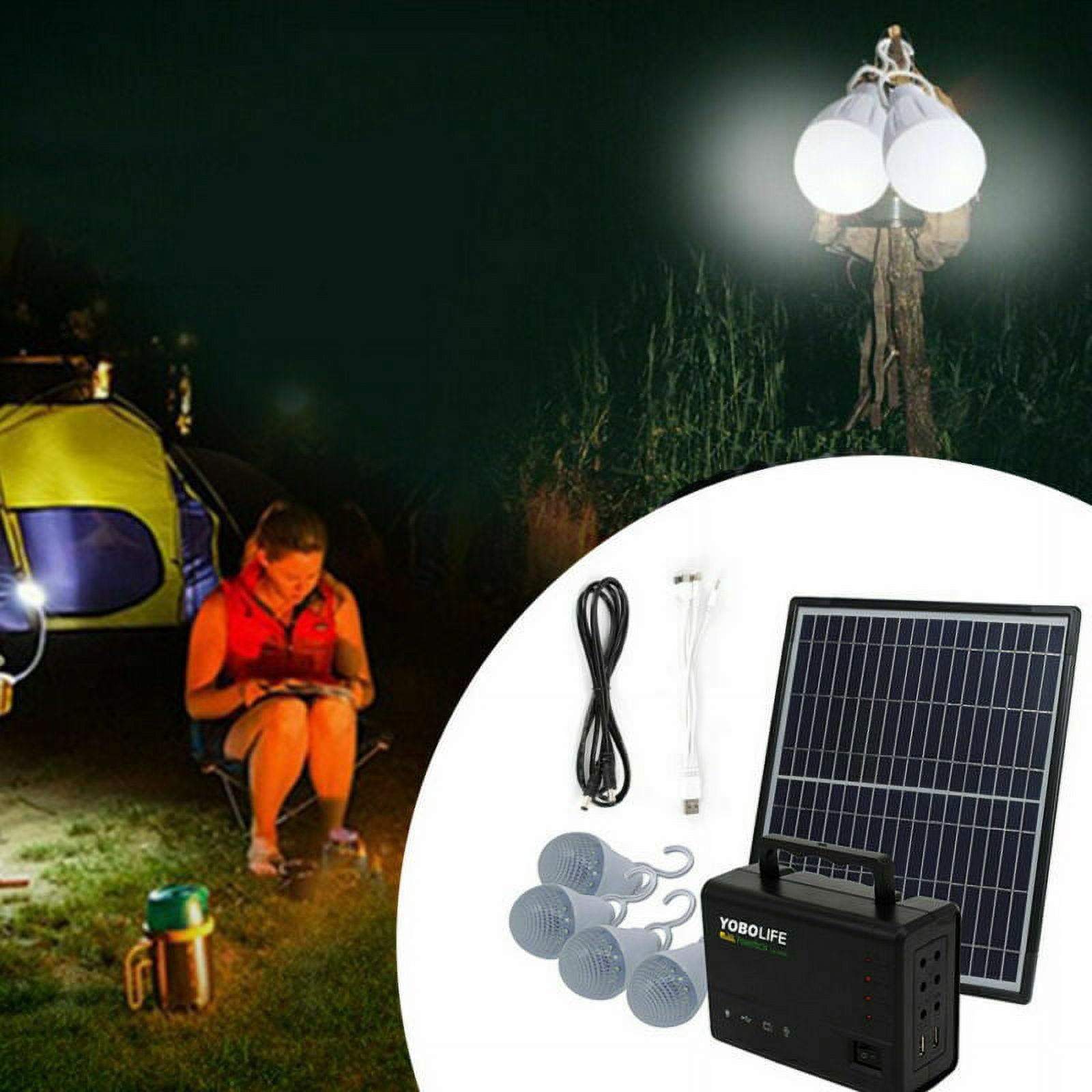 Generic Portable Solar Power Generator Kit with Battery Pack and 4 LED Bulbs (1 Kit) chczt