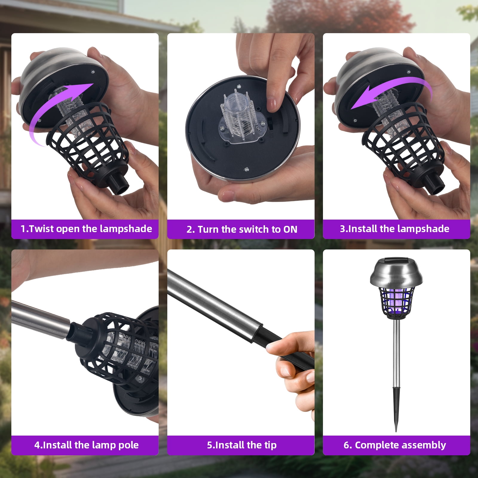 Jinyi Solar Bug Zapper Outdoor Mosquito Killer Lamp (2-Pack, White/Purple Light) gq762