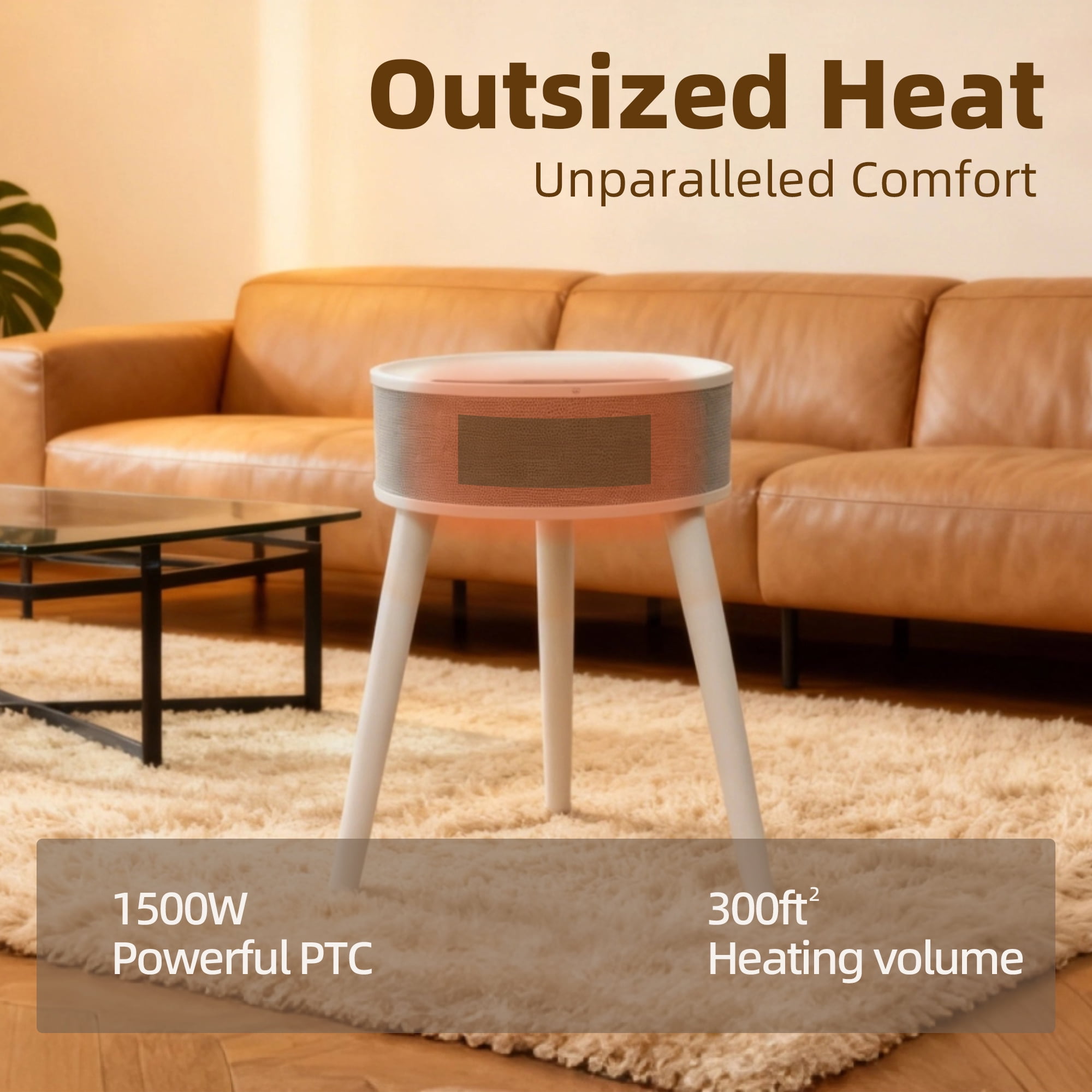 Onail 1500W Portable Ceramic Space Heater with Remote Control and Adjustable Thermostat (White) liiio - Image 7