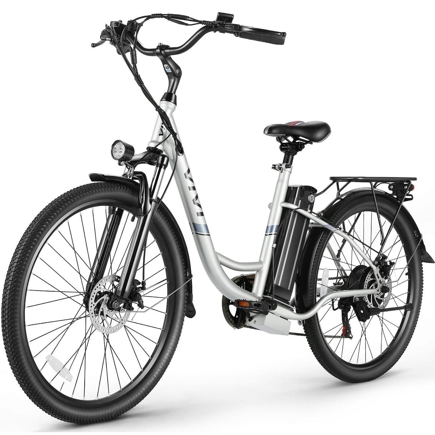 VIVI 26 in Electric Bike for Adults, 500W Commuter Cruiser with 48V Removable Battery, UL2849 Certified (Silver, 26 in) 0obm3