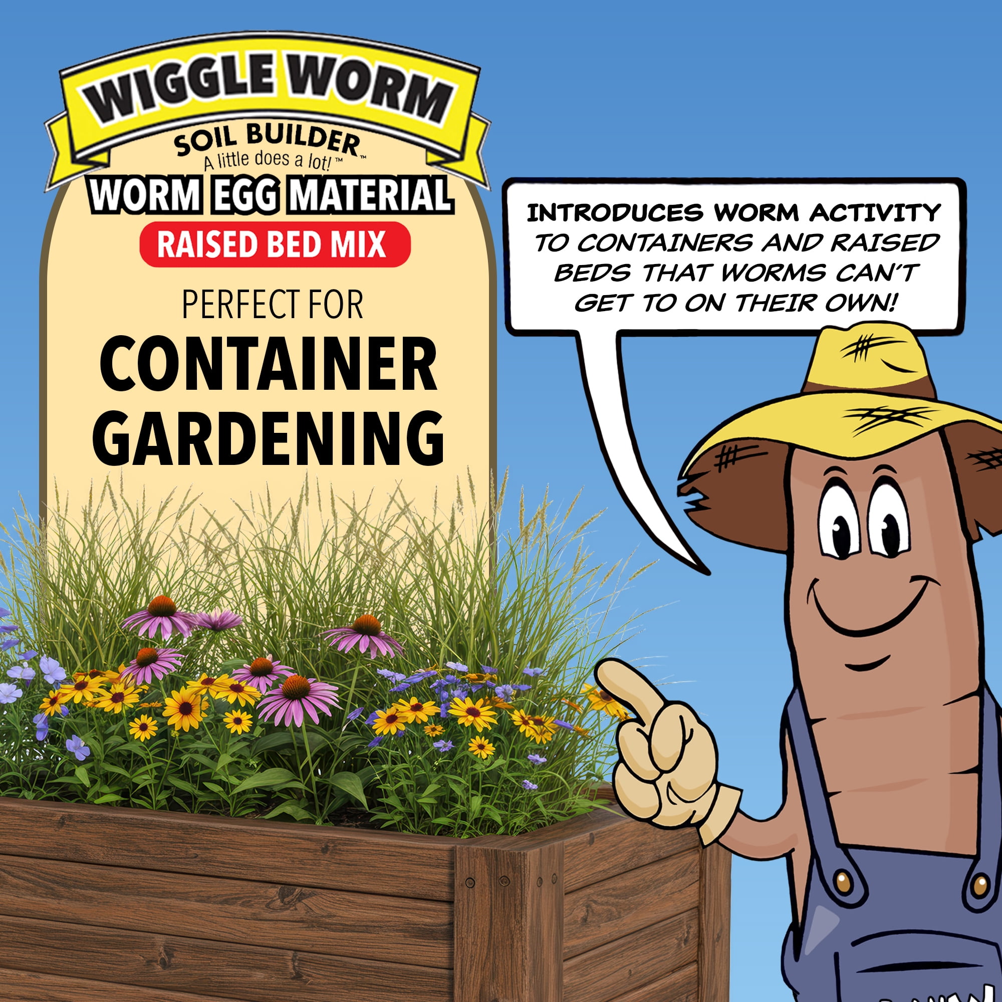 Wiggle Worm Raised Bed Mix Organic Soil and Fertilizer for Container Gardening (40 lb) 6rmr7