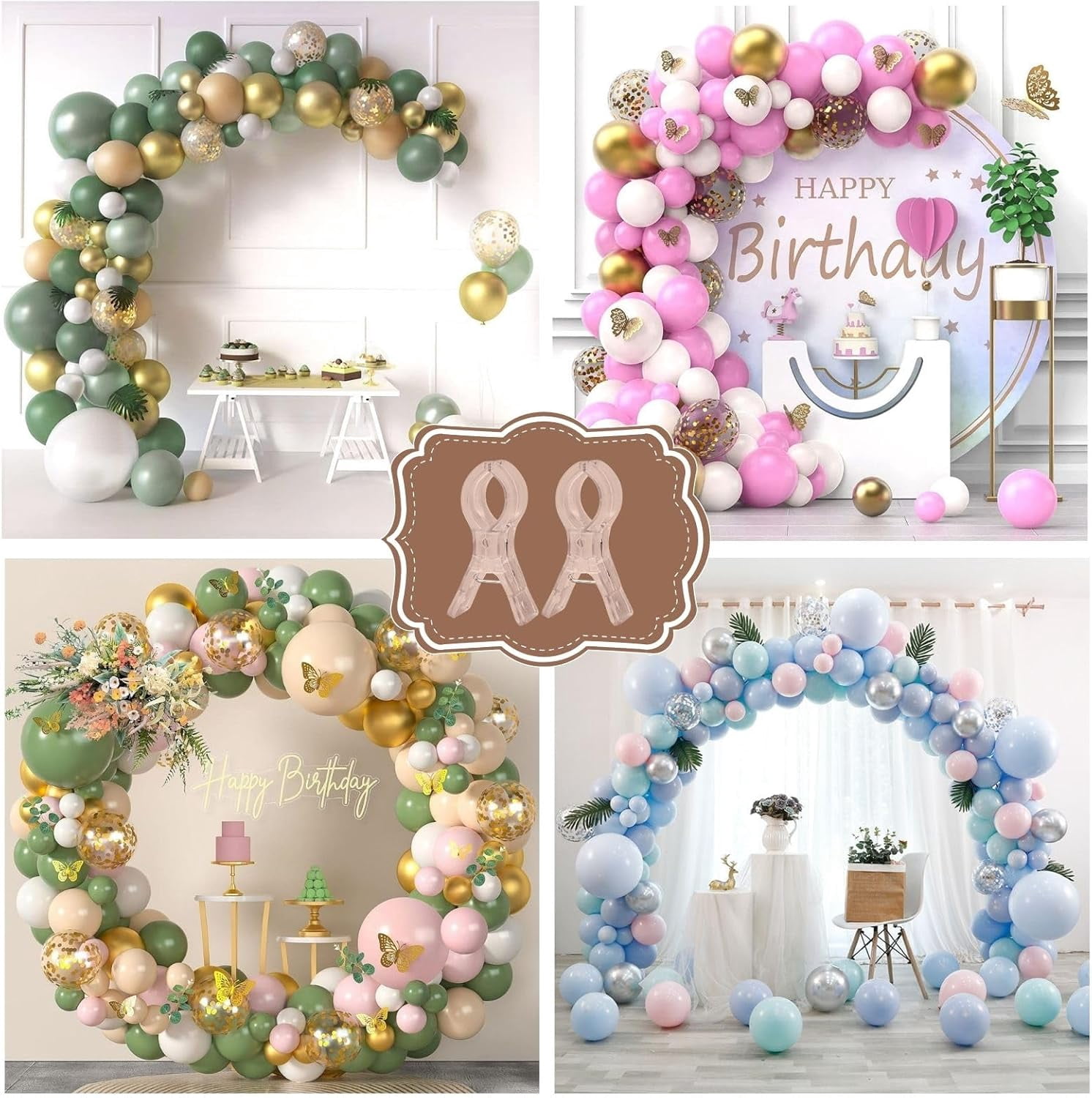 AOMWXENN Balloon Arch Clips Heavy Duty Spring Clamps for Backdrop and Party Decor (Clear, 10 Pack, 3.5 in) j2axk